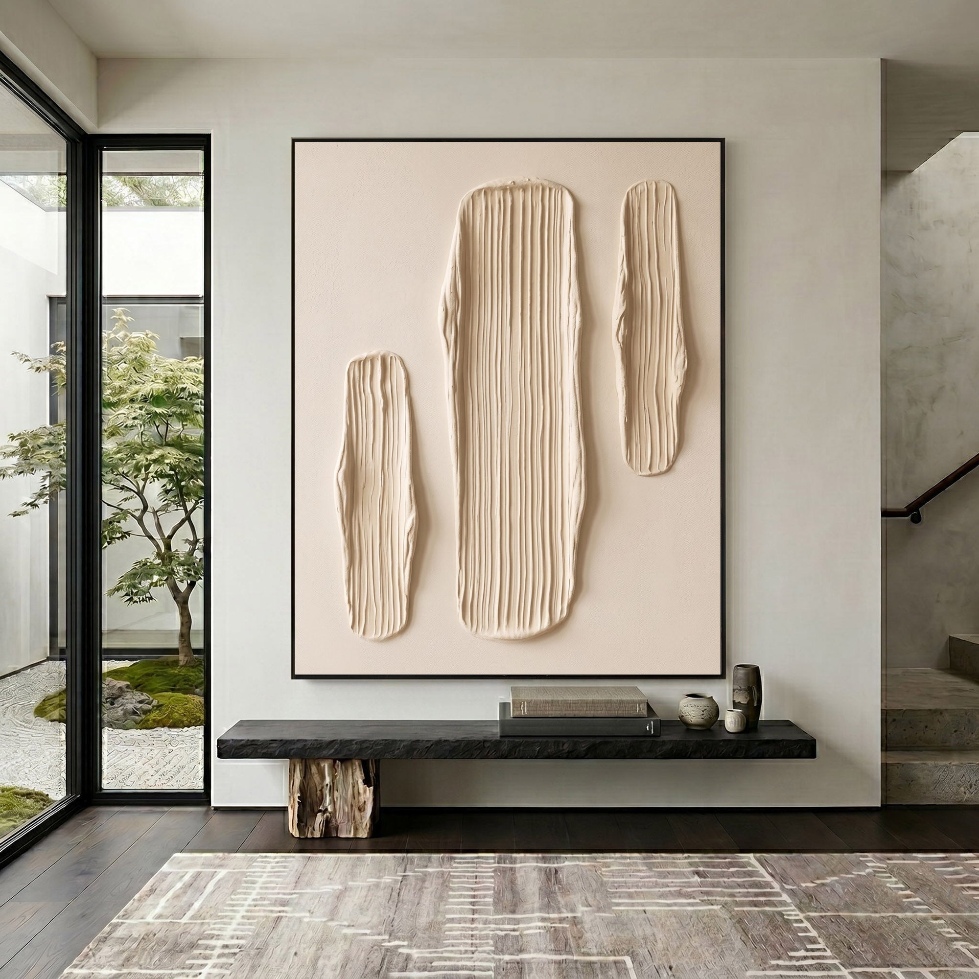 Large Abstract Wall Art Textured Oil Painting Modern Minimalist Neutral Home Decor