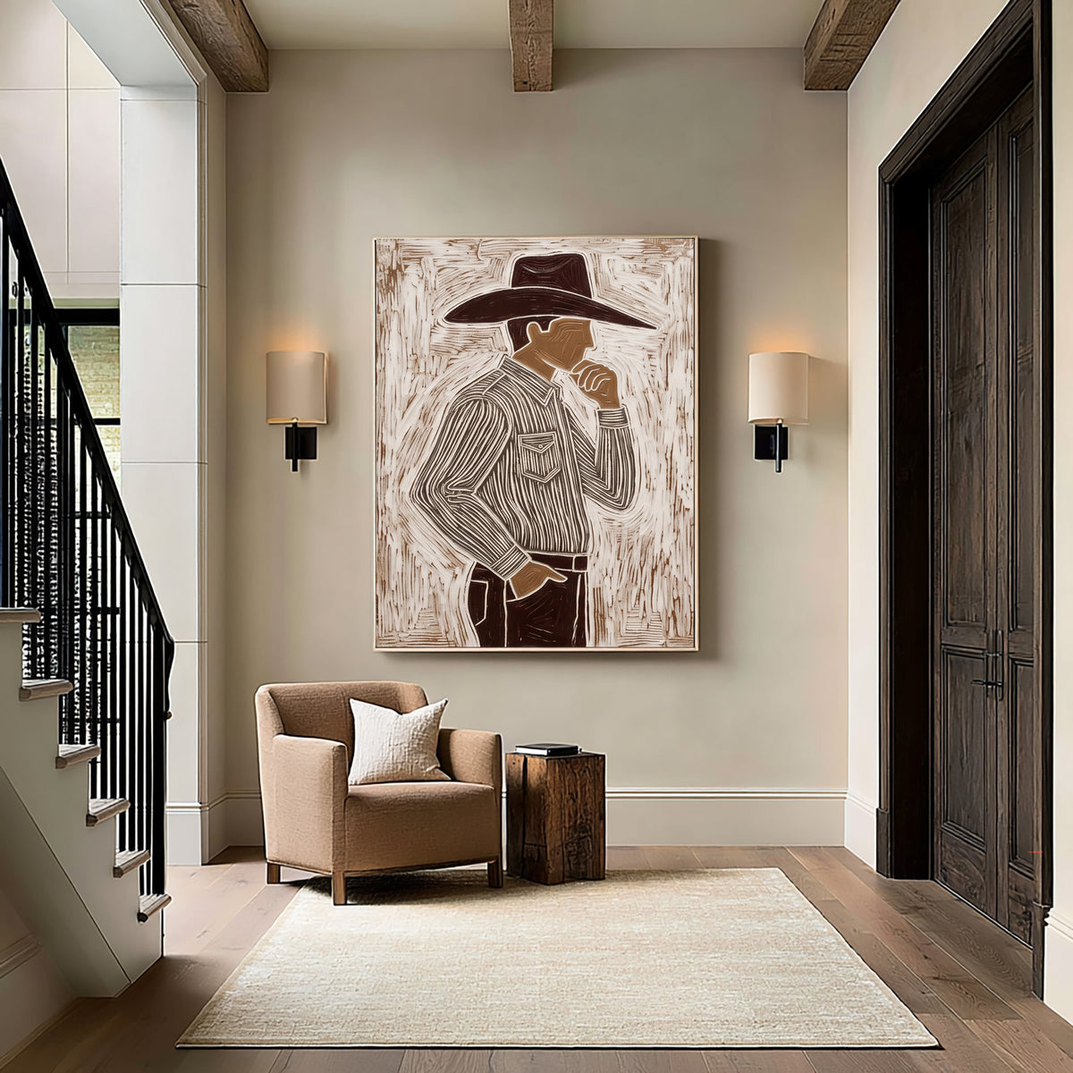 The Confidence of a Cowboy Western Figurative Painting Cowboy Wall Art Hand Painted Artwork