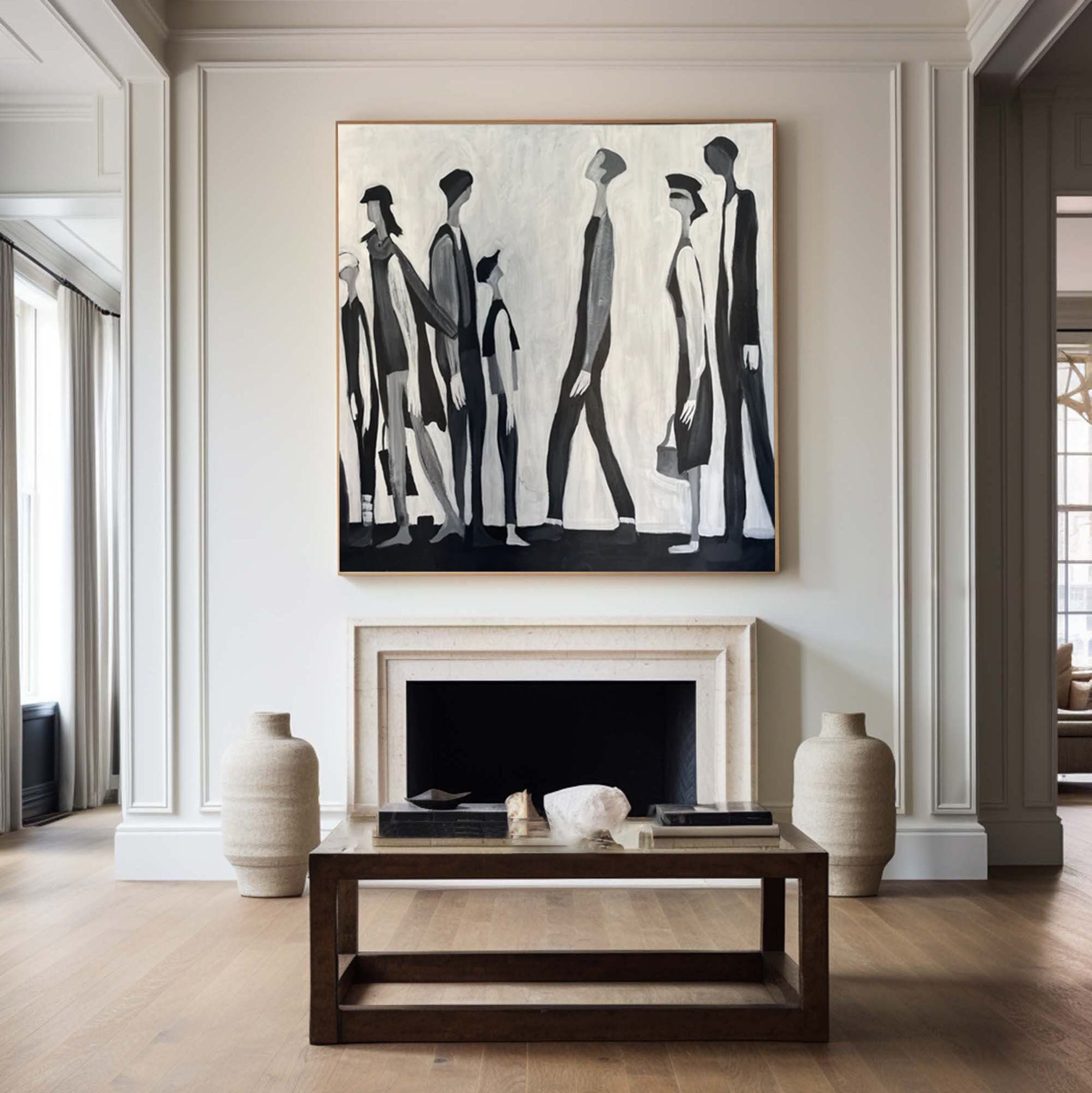 Modern Figurative Black & White Wall Art #HF017