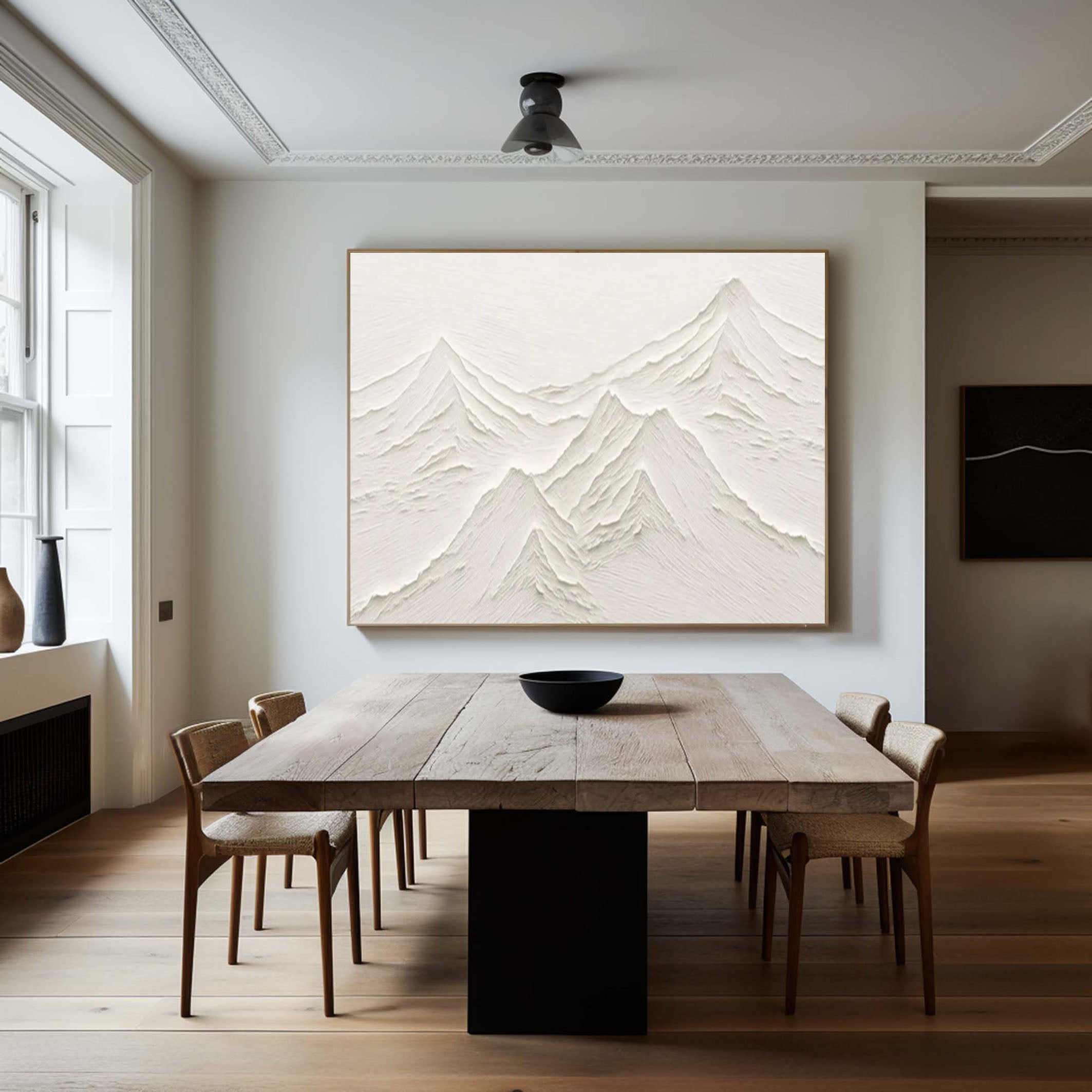 Serene Abstract White Mountain Painting for Modern Interiors #MM168