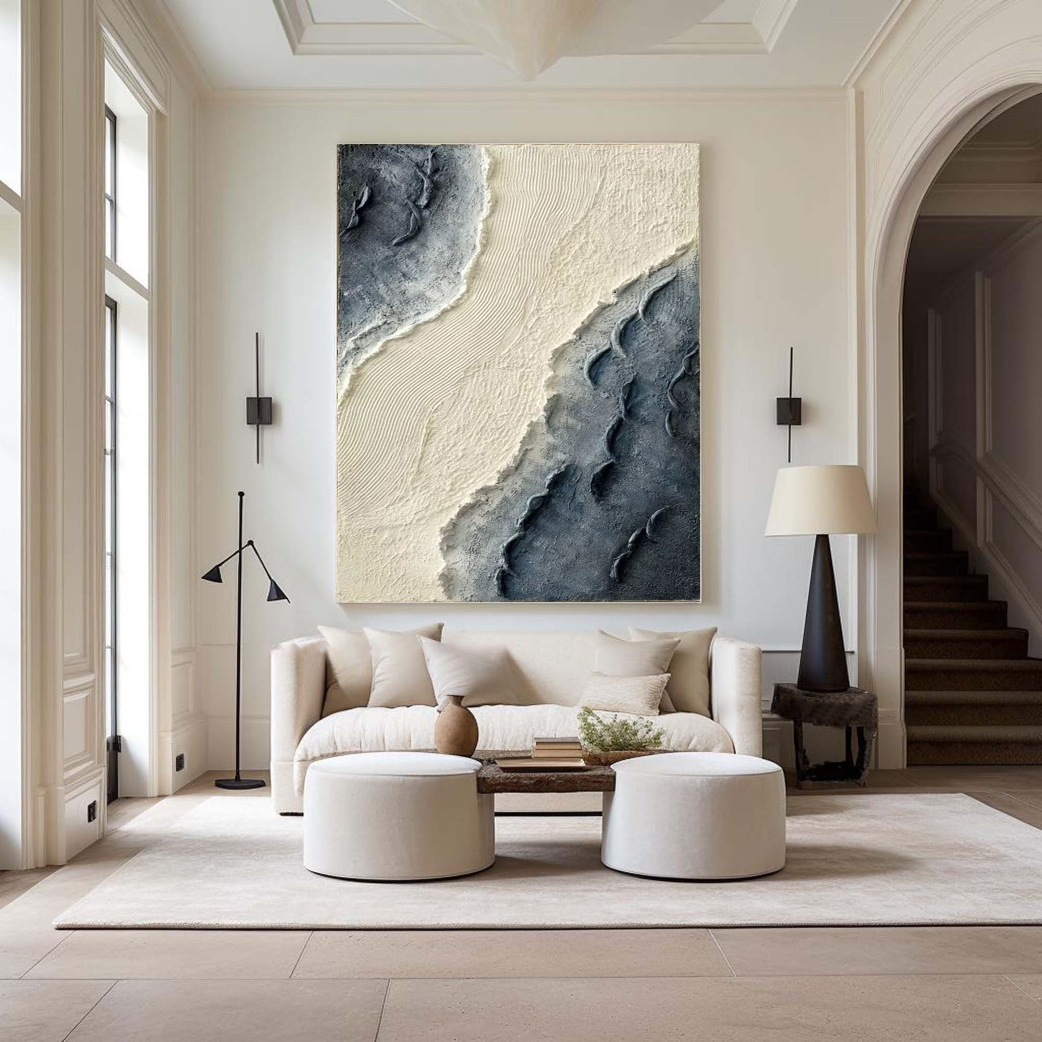 Textured Coastal Dunes Art Modern Ocean Painting #OP002