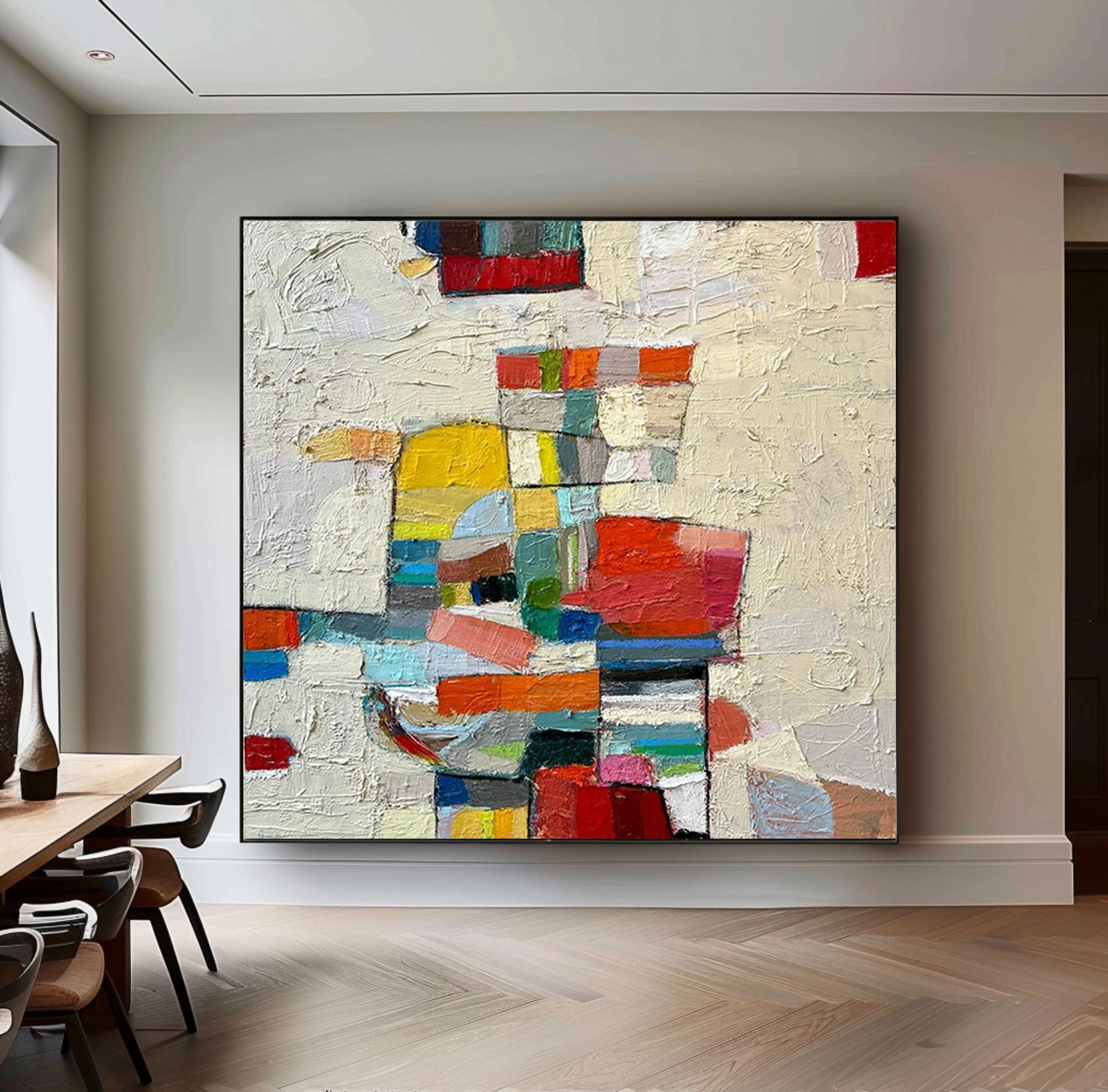 Vivid Mid Century Abstract Painting for Living Room #MC013