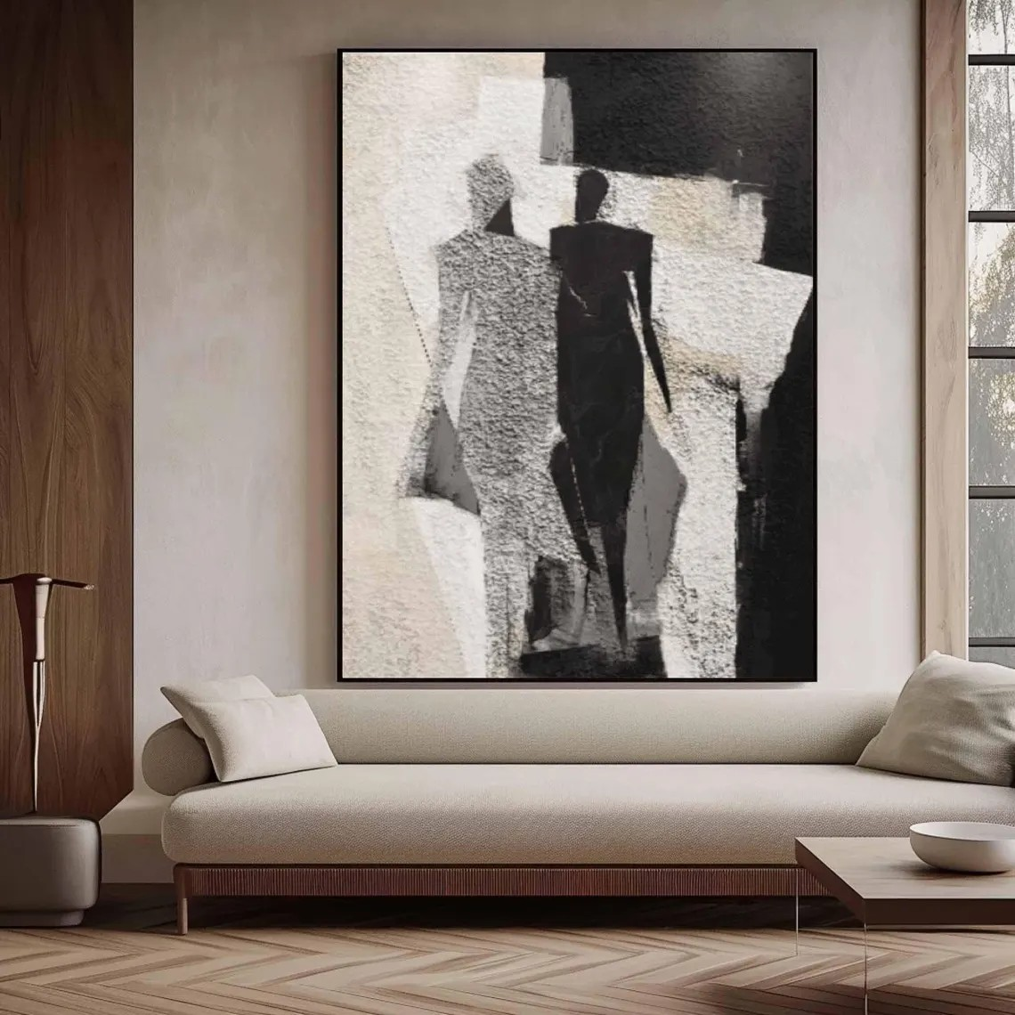 Black and White Modern Abstract Figure Wall Art #MM220