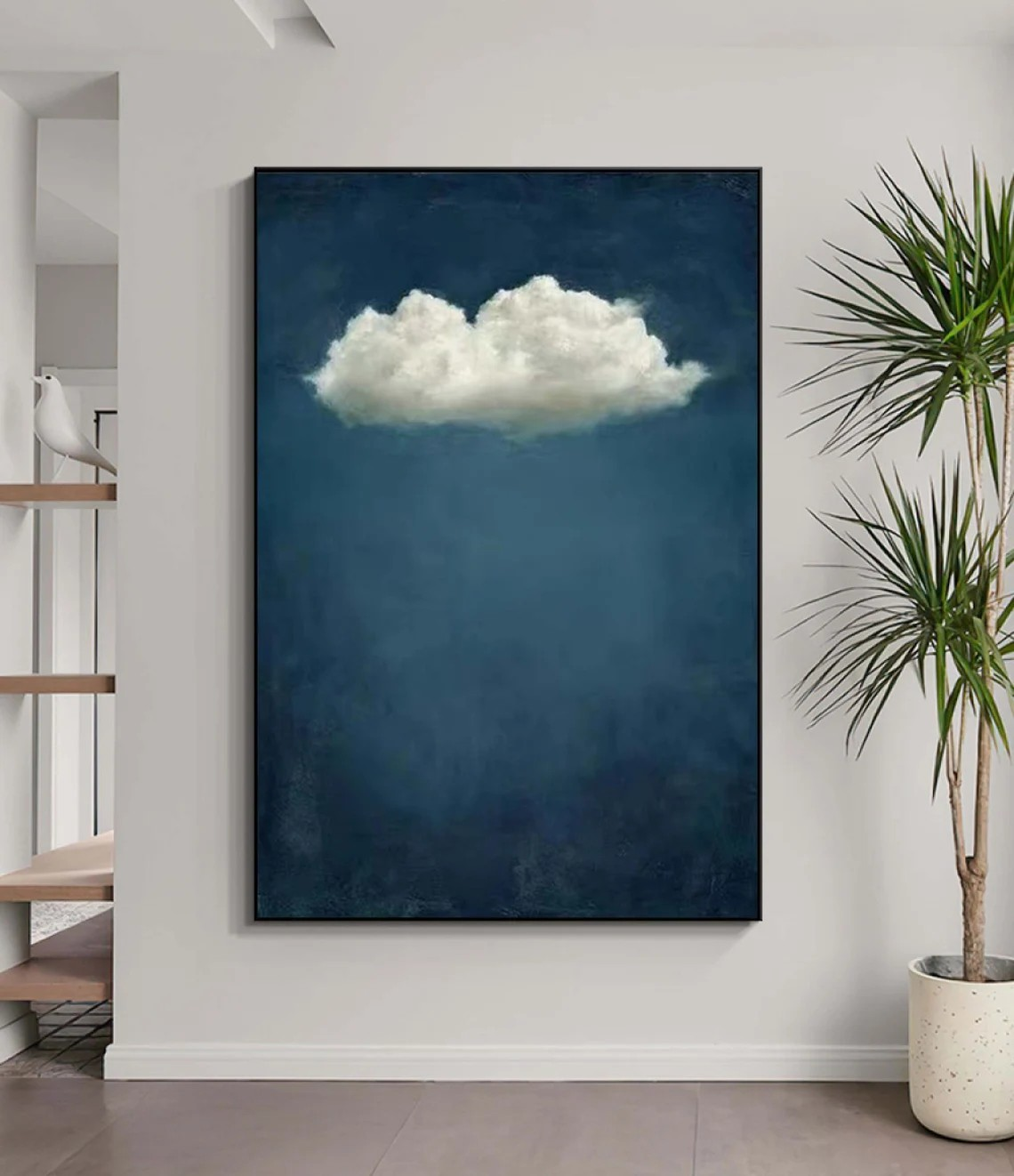 Dreamy Cloud Abstract Minimalist Blue Painting #SP015