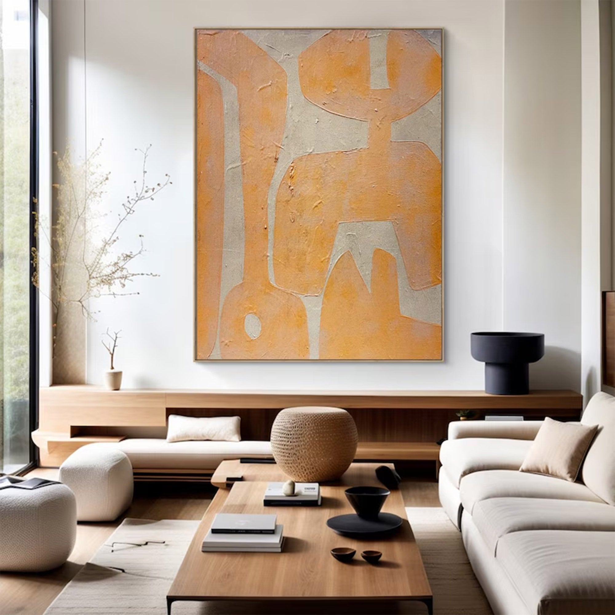 Beige Peach Abstract Shapes Large| KelorArt #AG 103