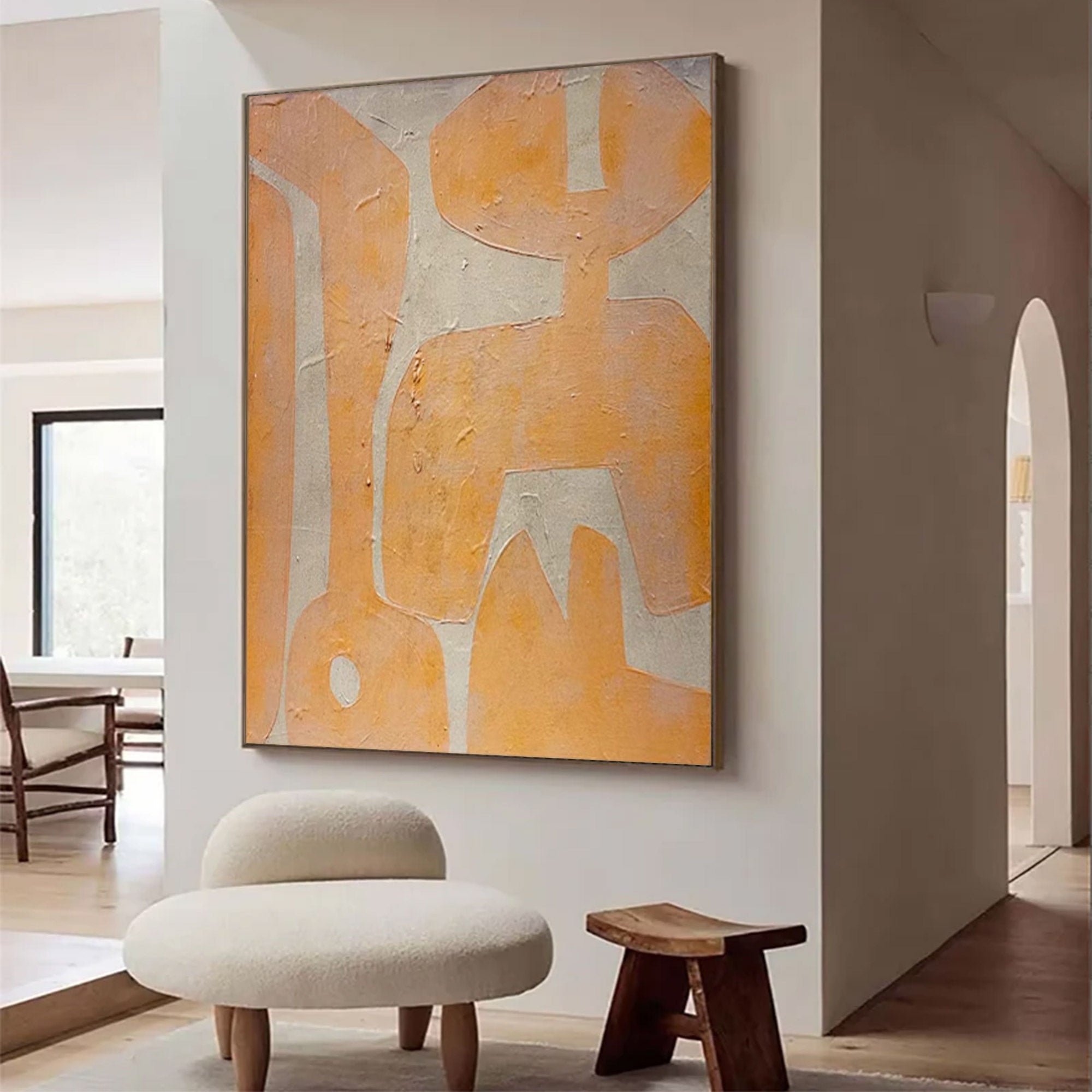 Beige Peach Abstract Shapes Large| KelorArt #AG 103