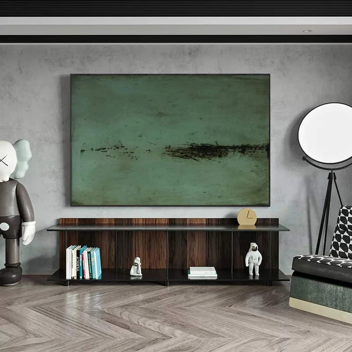 Textured Green Abstract Subtle Minimalist Wall Art #MM218