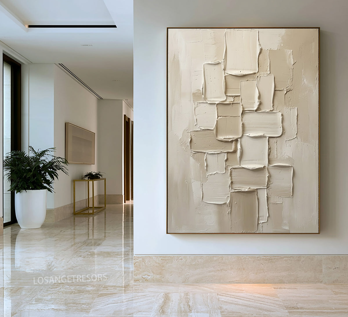 White Architecture Large Abstract Wall Art Ivory Textured Contemporary Sculpture Inspired Painting