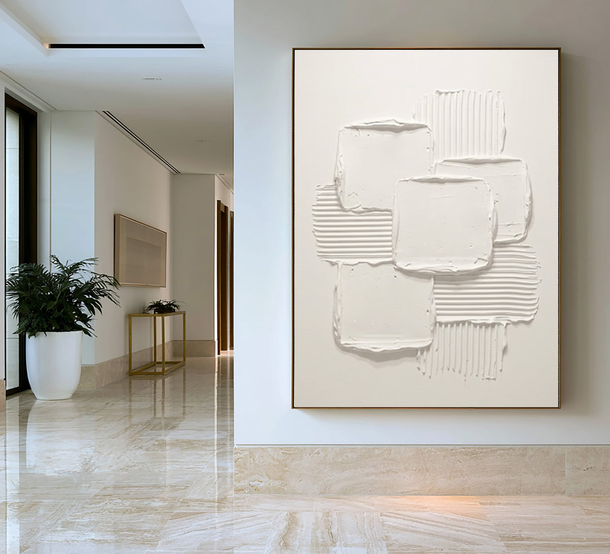 Architecture Through Abstract Forms Large White Textured Abstract Wall Art Modern Luxury Interior Decor