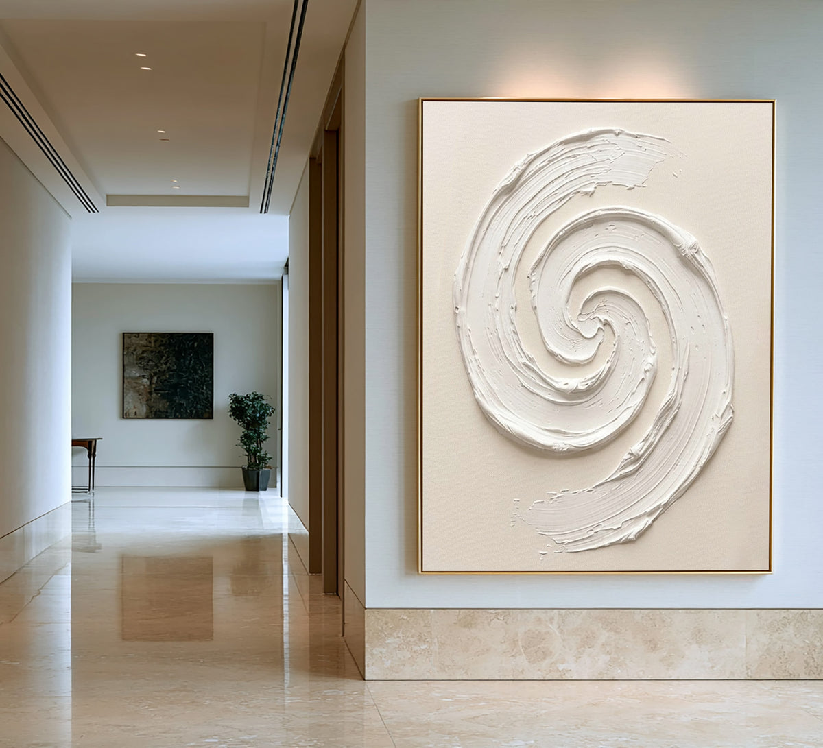A Moment Before Everything Turns Textured Handmade Abstract Painting White Sculptural Spiral Wall Artwork
