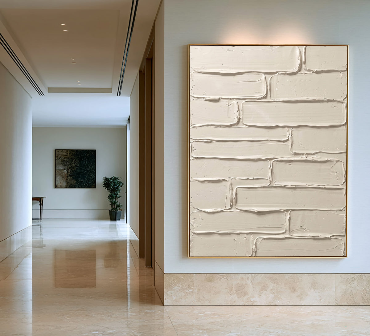 Handcrafted Surface Contemporary Neutral Abstract Painting Textured Cream White Handmade Wall Art