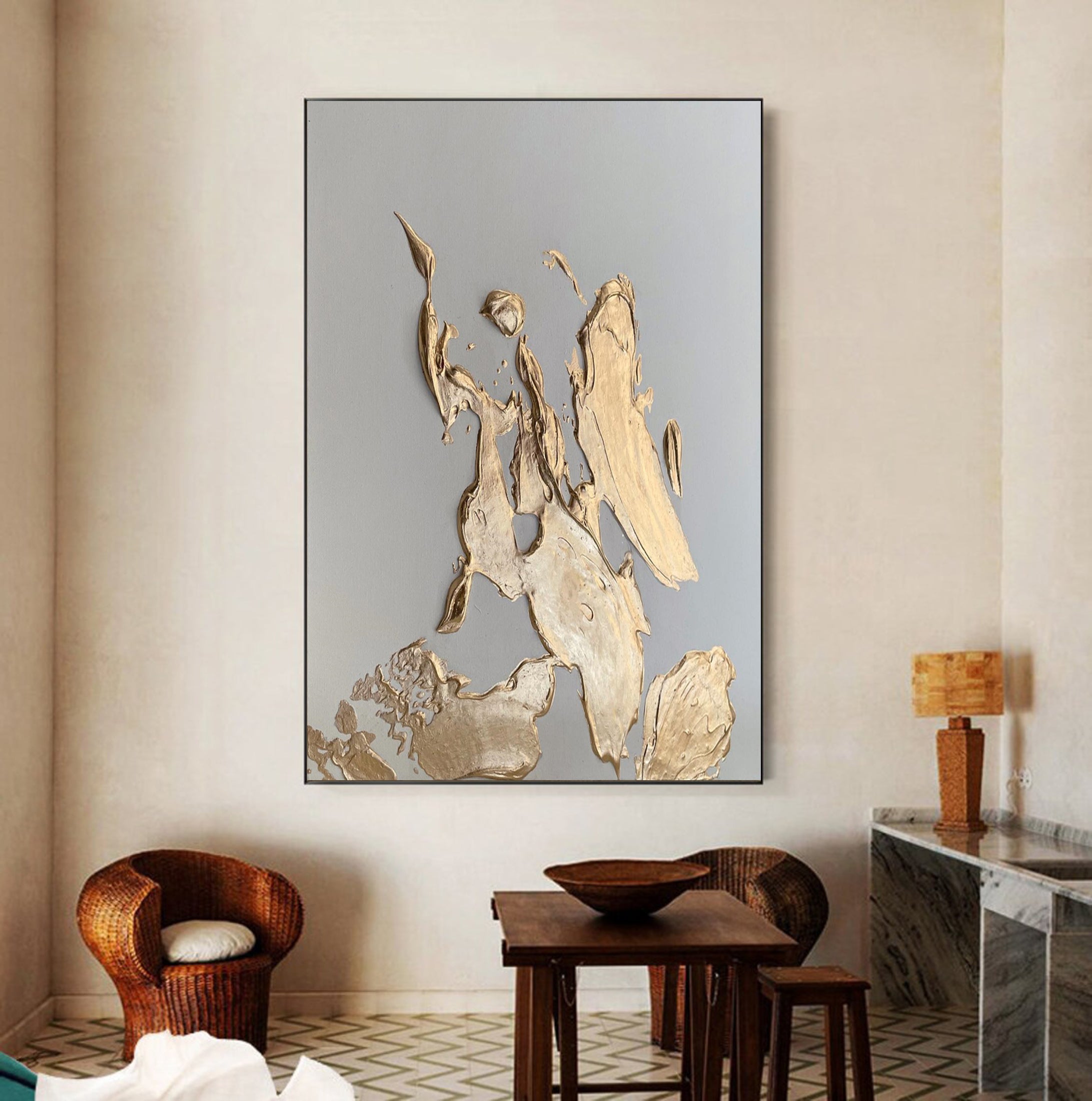 Luxury Abstract Wall Art Gold Accents for Stylish Interiors #MM028