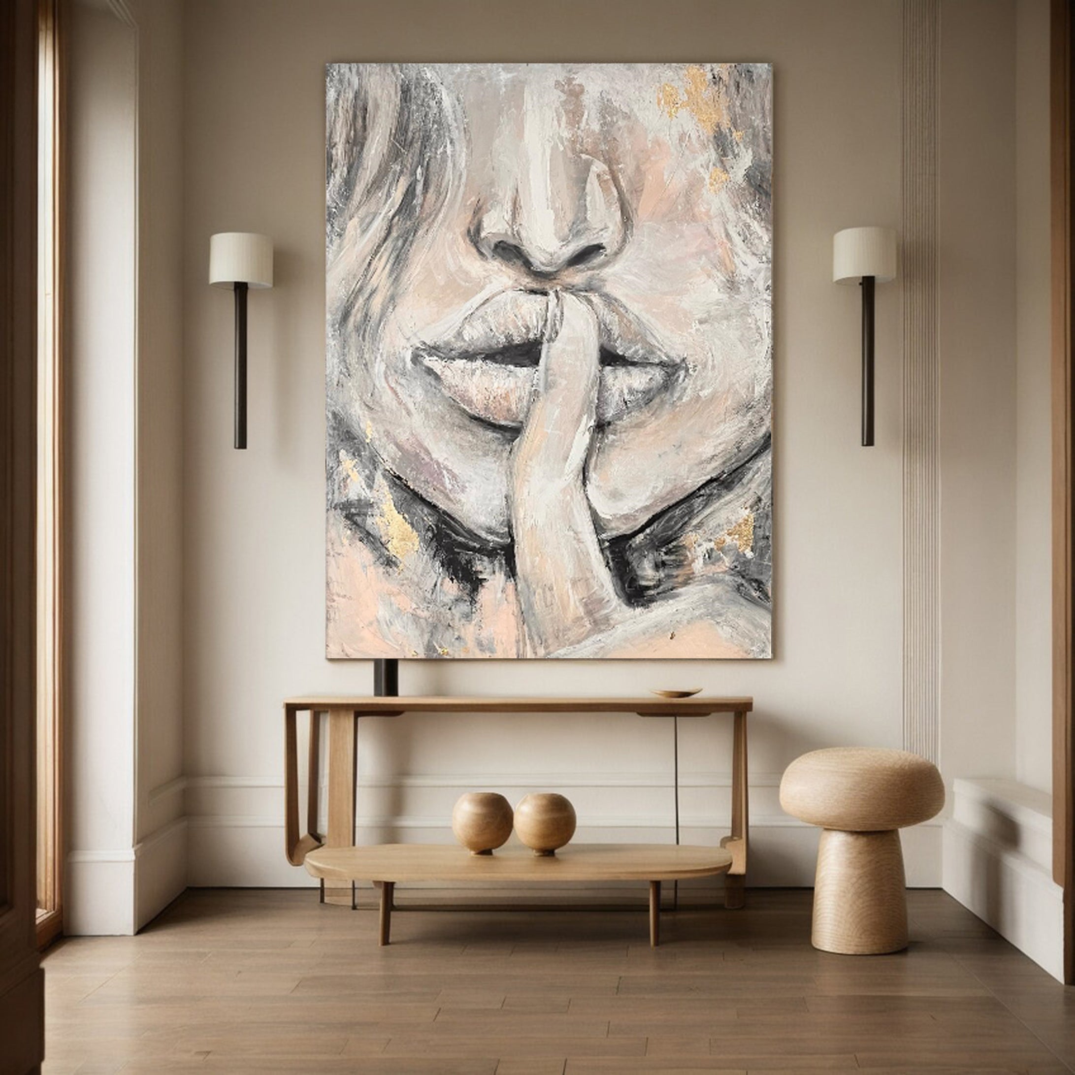 Abstract Face Silence Artwork Modern Minimalist Wall Art #HF003