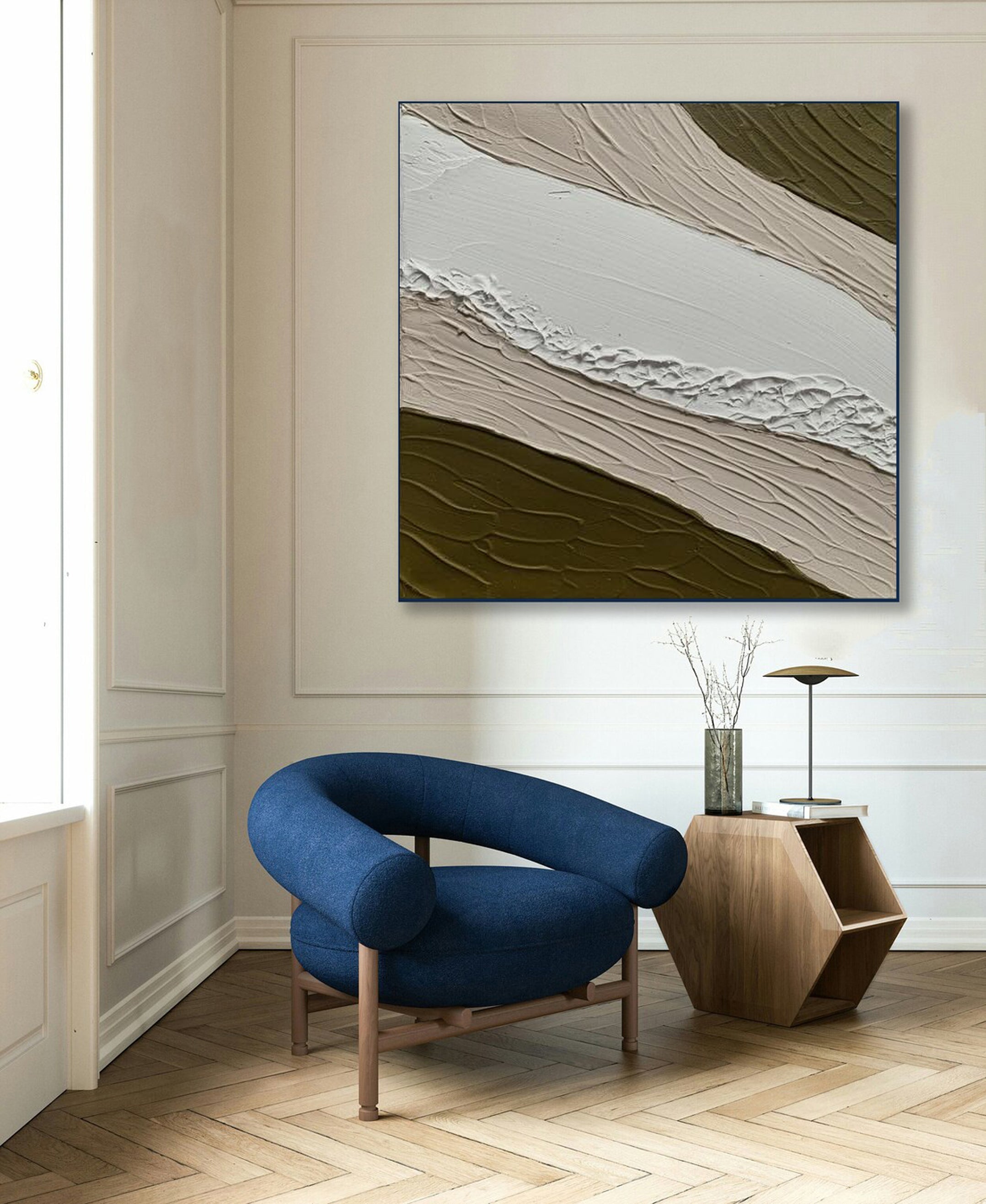 Elegant Plaster Art Canvas Minimalist and Textured for Contemporary Interiors #AB004