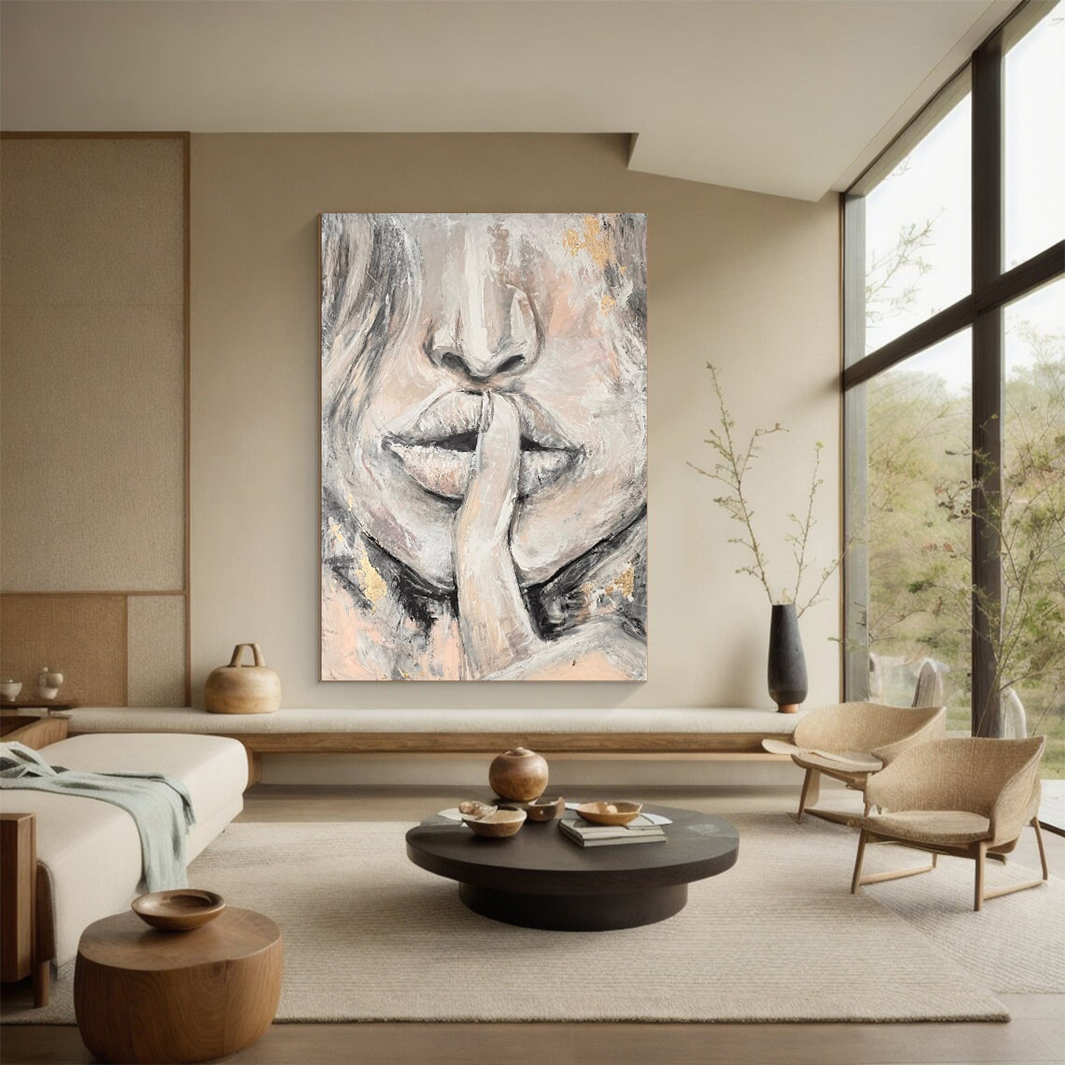 Abstract Face Silence Artwork Modern Minimalist Wall Art #HF003