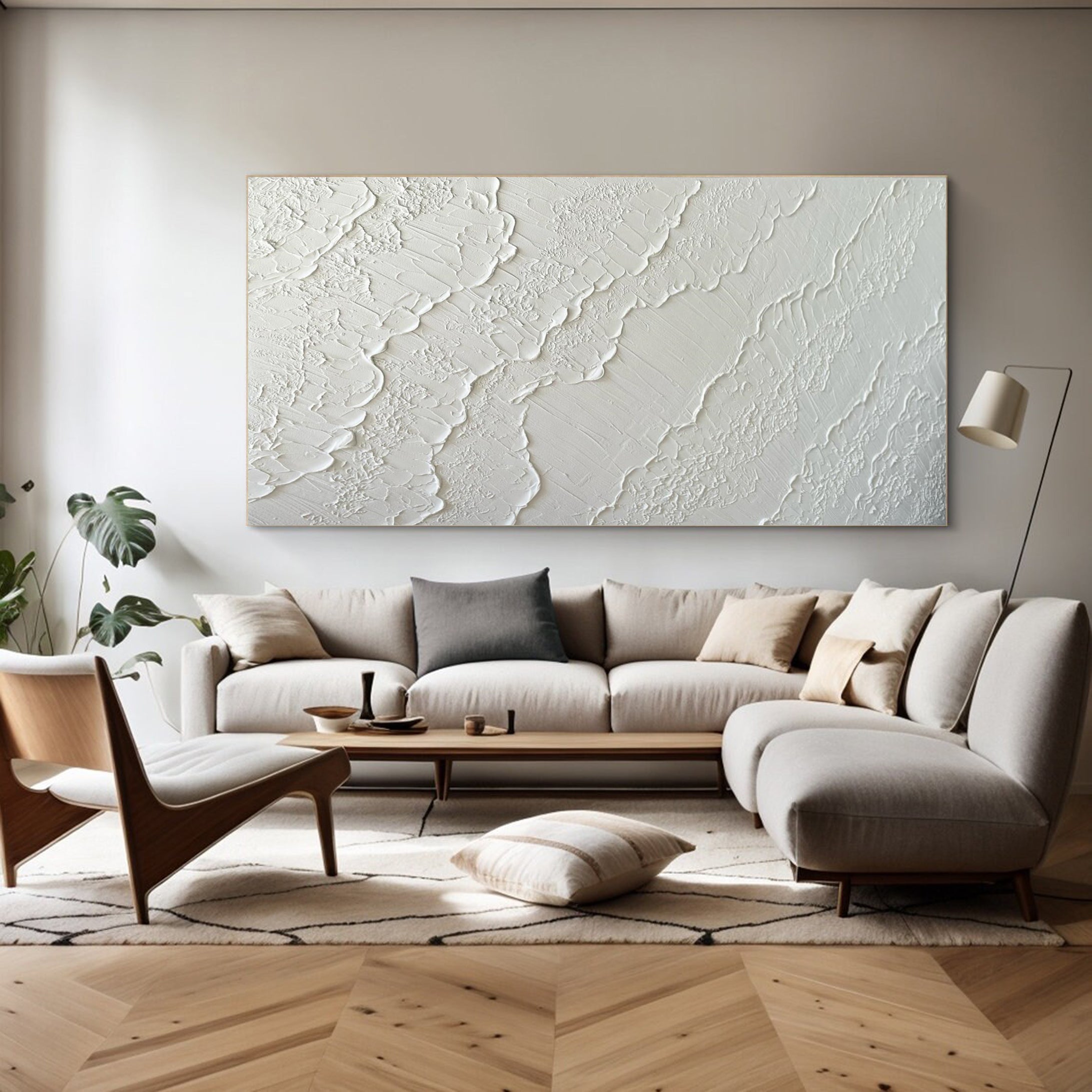 Modern White Texture Artwork Elegant Home Decor #MM039