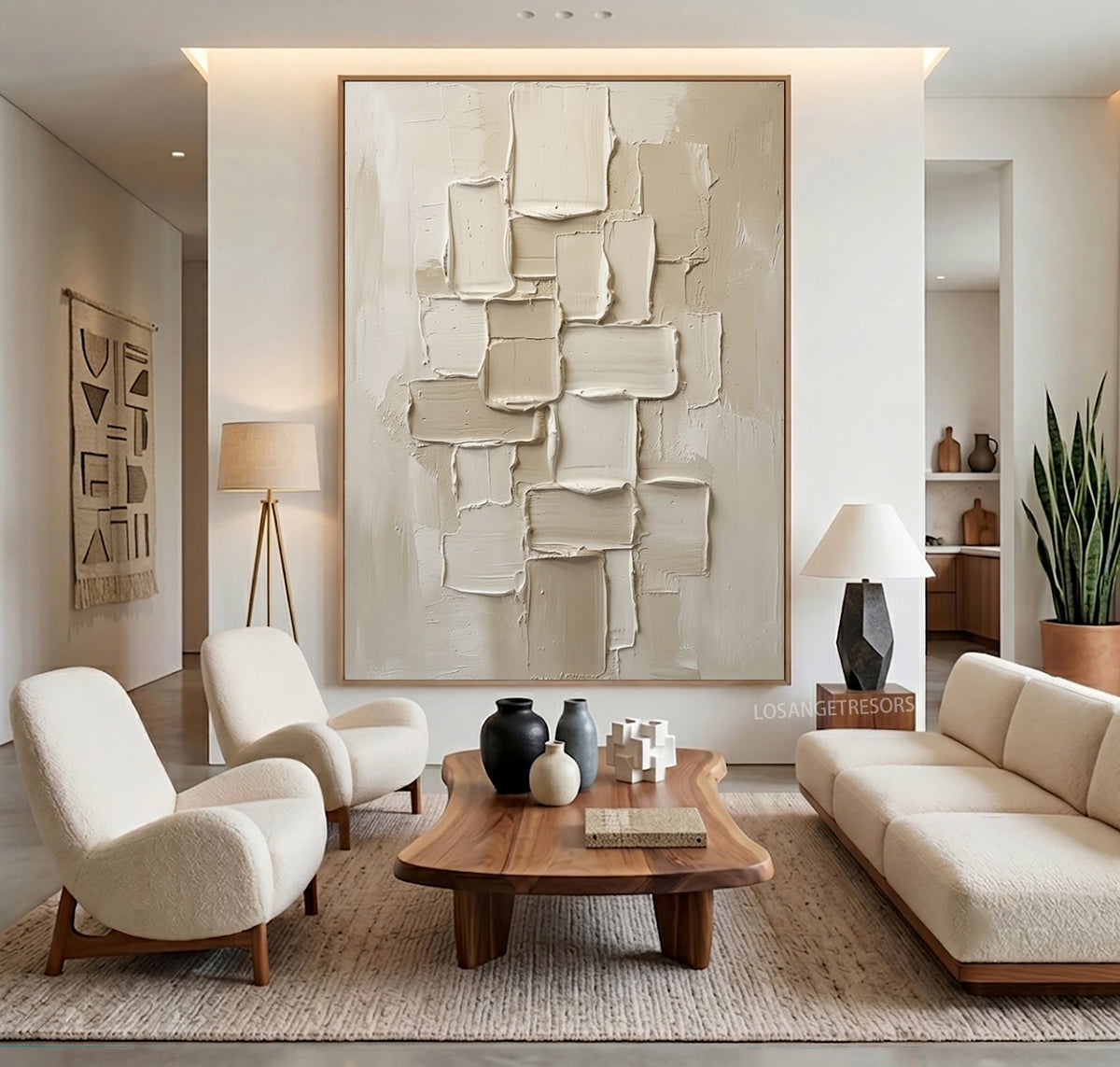White Architecture Large Abstract Wall Art Ivory Textured Contemporary Sculpture Inspired Painting