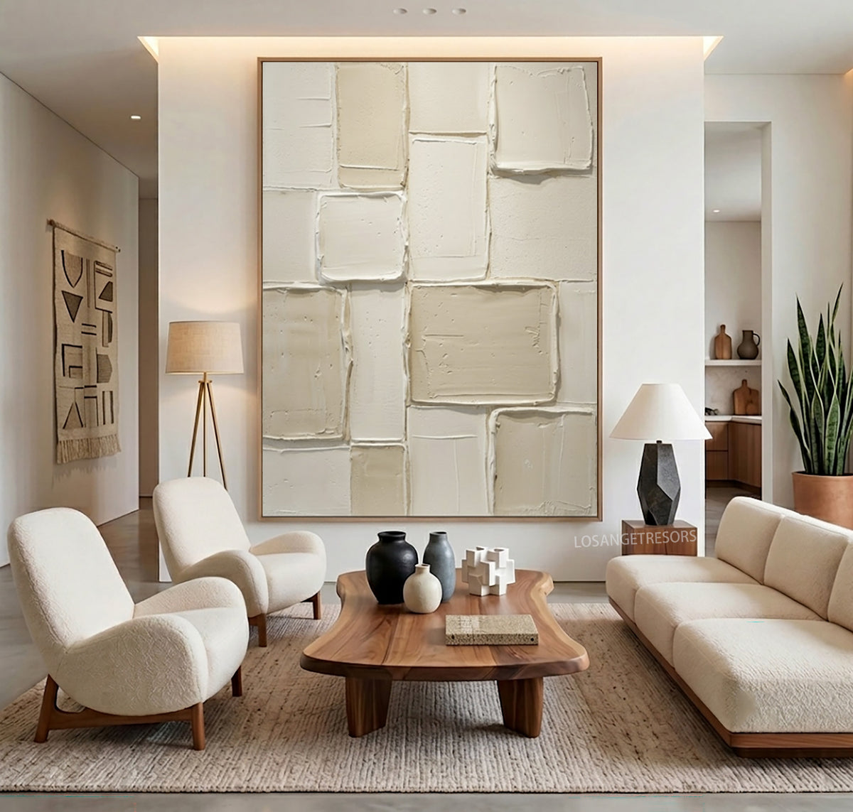 Large Organic Modern Textured Relief Wall Art Ivory Cream Abstract Painting Neutral Contemporary Home Decor