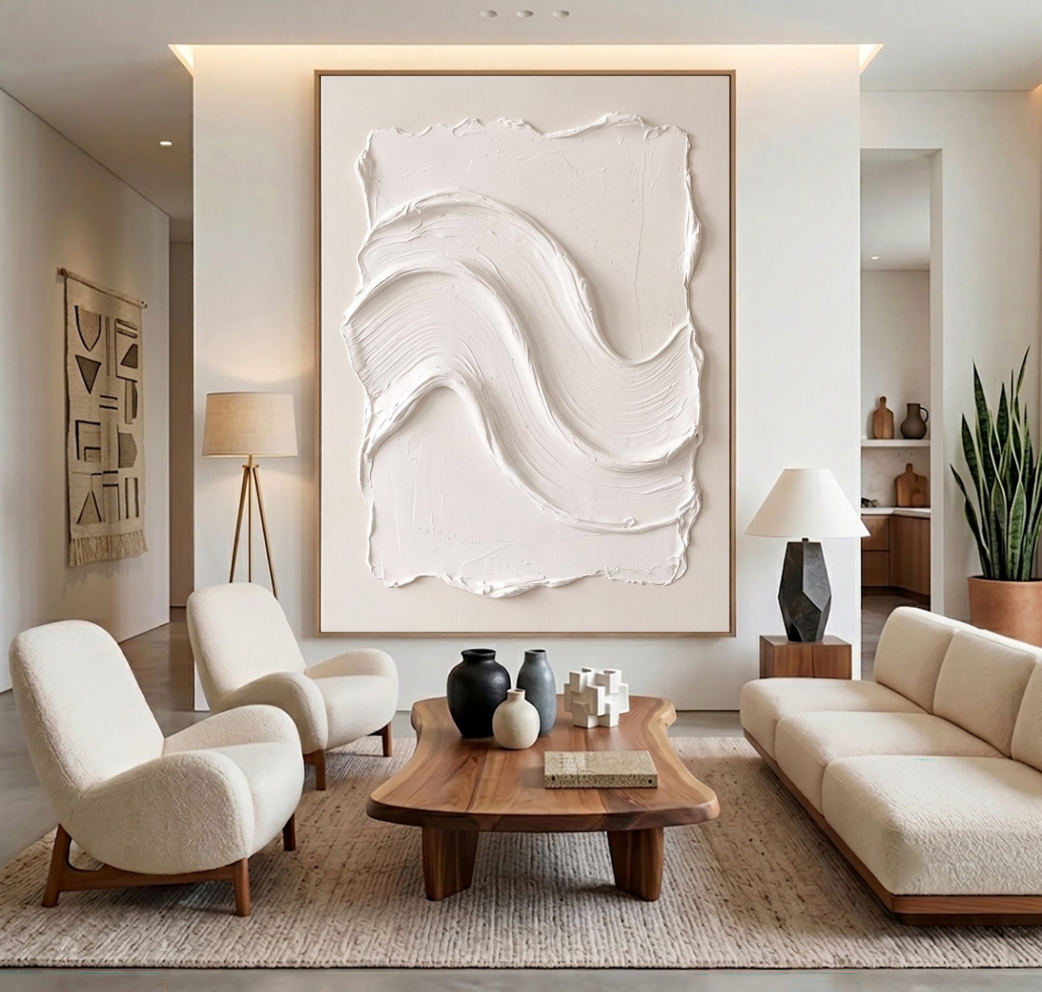 Large Quiet Luxury Abstract Wall Art Textured Oil Painting Minimalist Neutral Artwork Modern Interior Decor