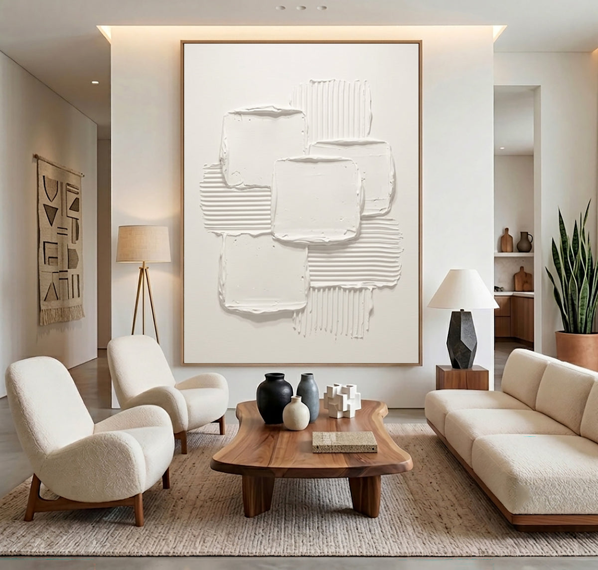 Architecture Through Abstract Forms Large White Textured Abstract Wall Art Modern Luxury Interior Decor
