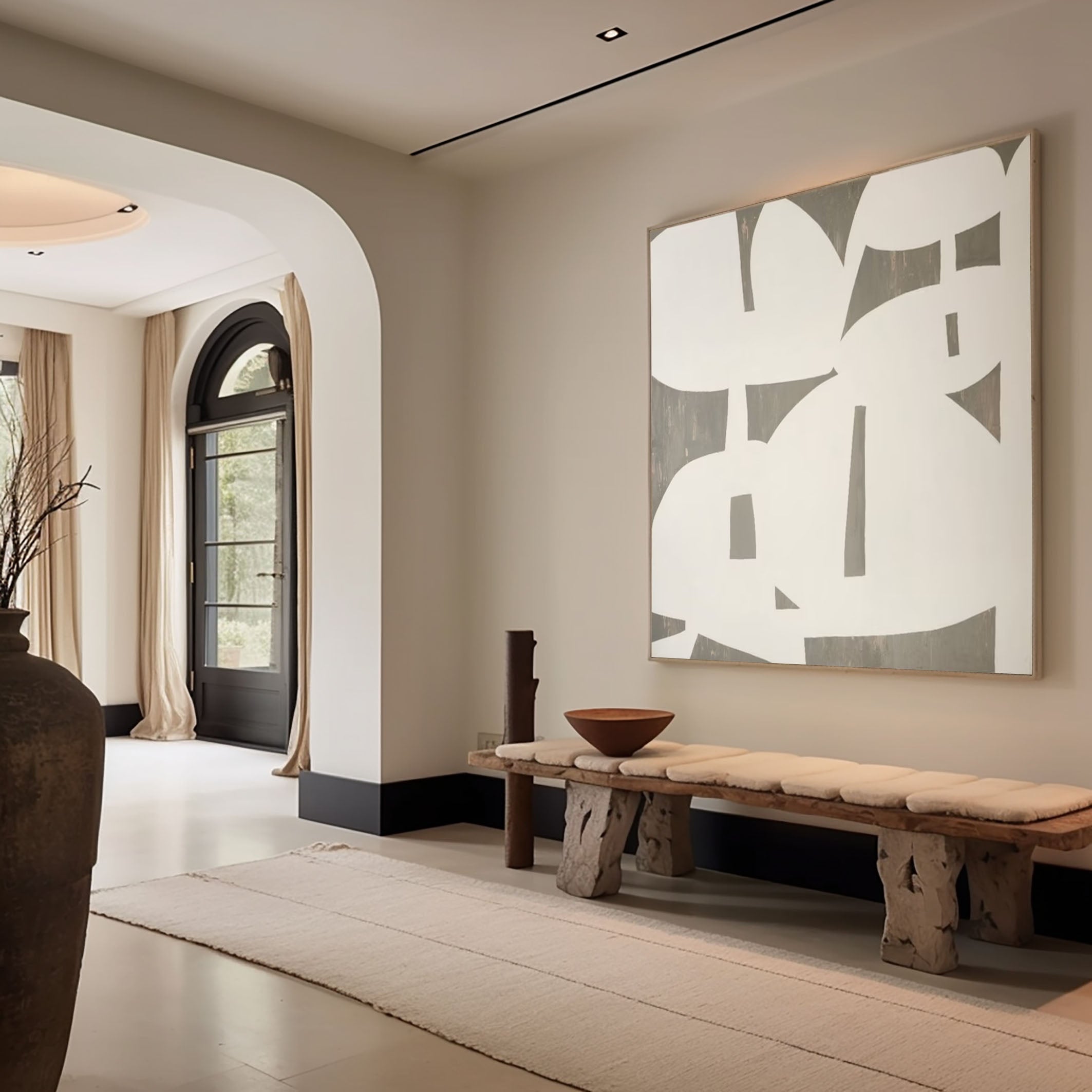 Bold Abstract Wall Art with Neutral Color Blocking #AB073