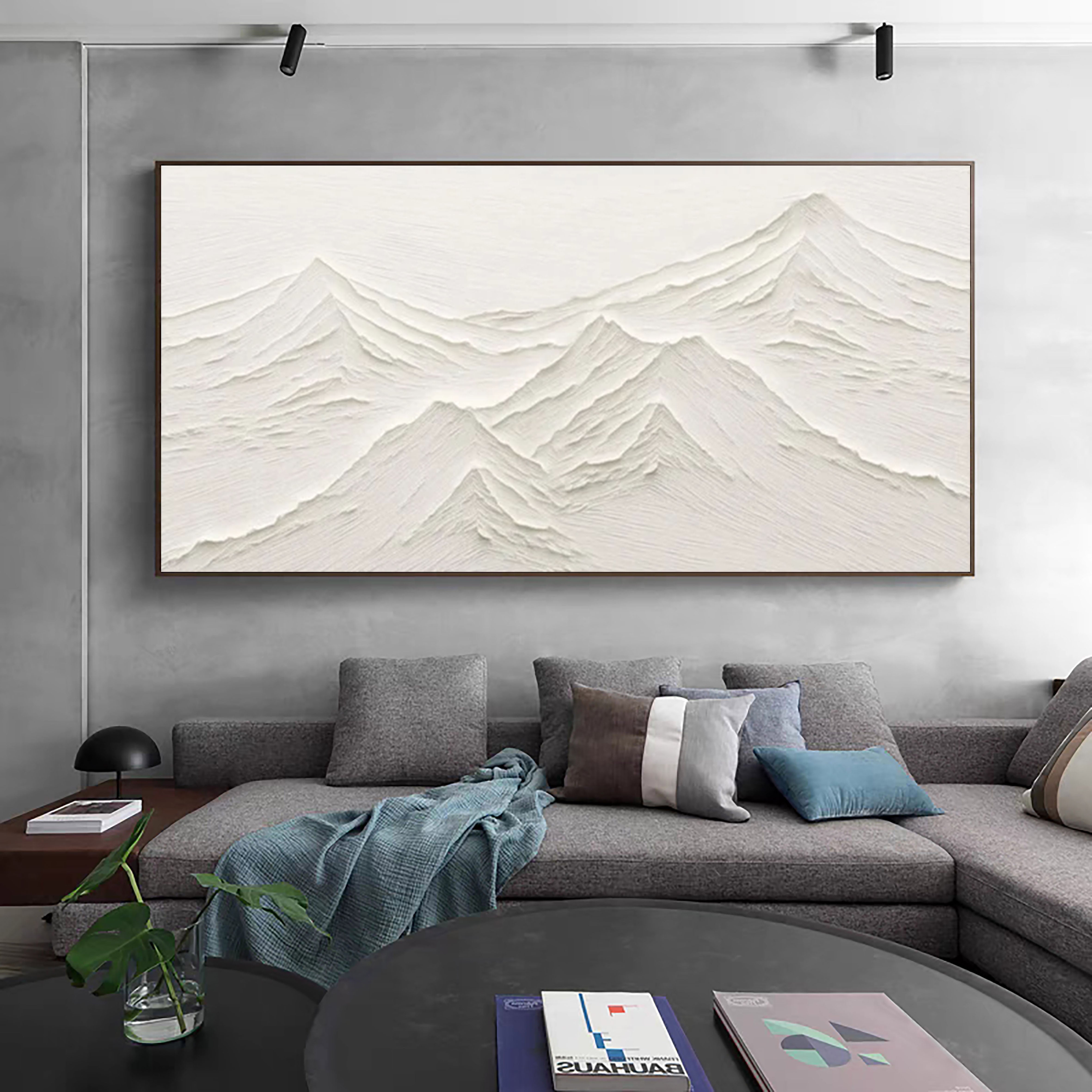 Serene Abstract White Mountain Painting for Modern Interiors #MM168