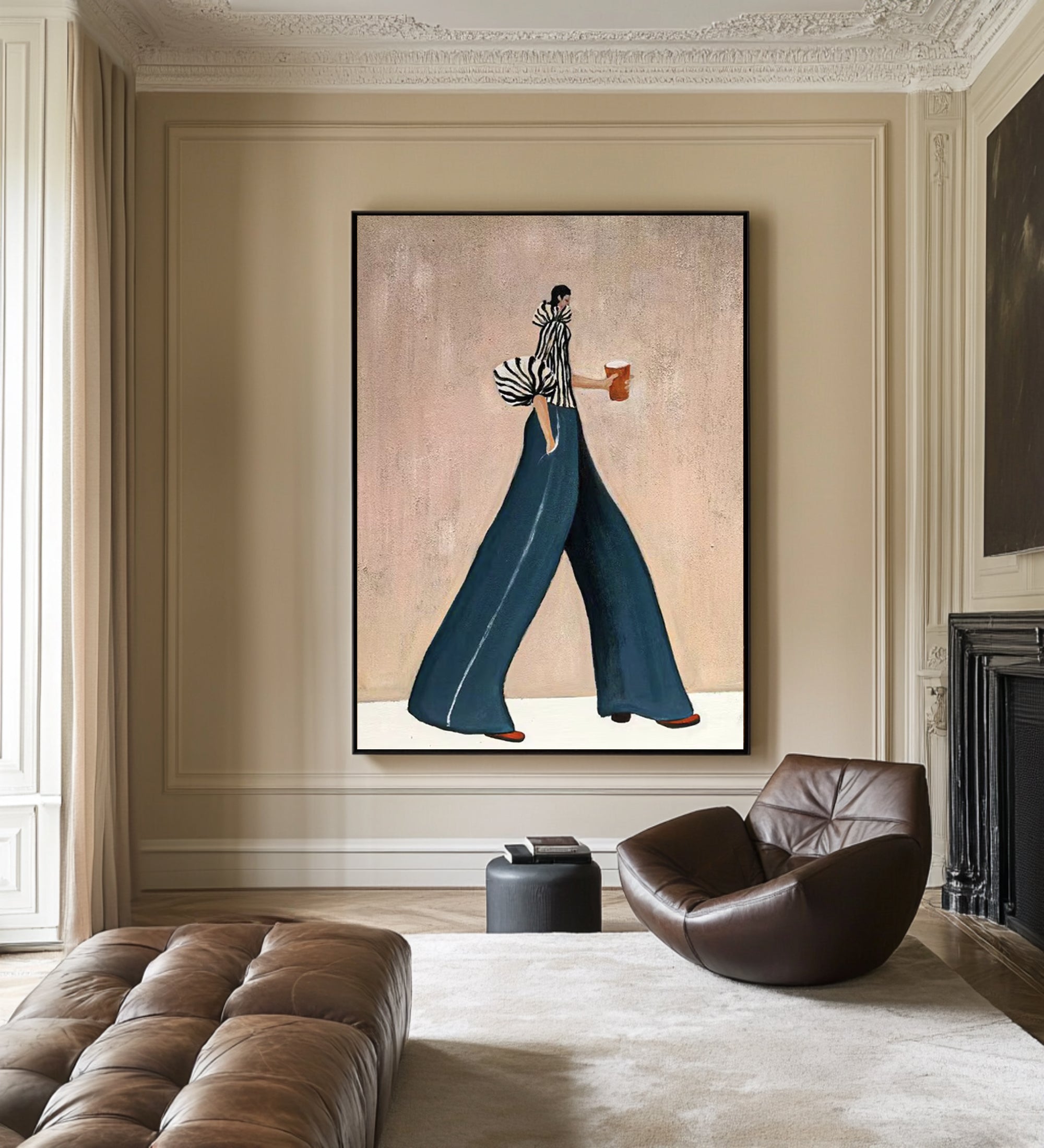 Large Abstract Woman Painting Contemporary Fashion Canvas Wall Decor