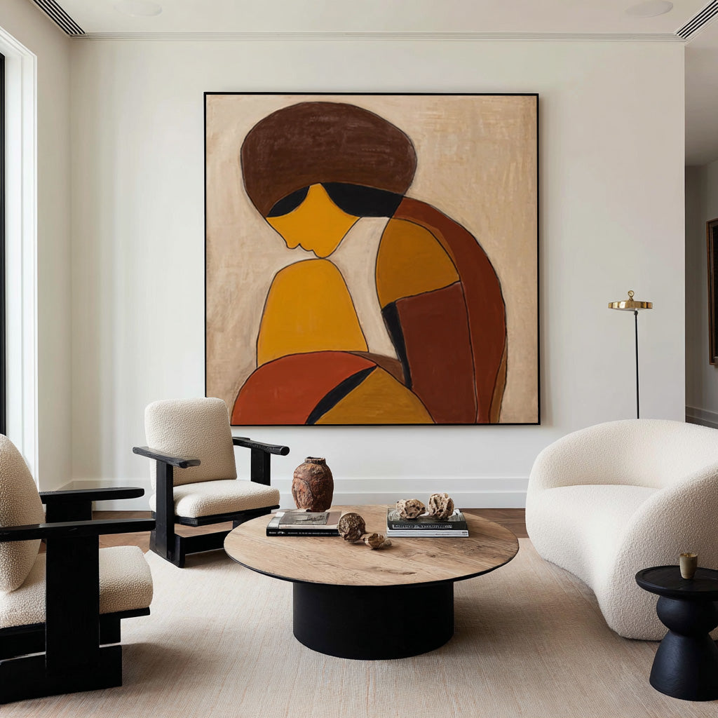 Warm Neutral Abstract Figure Wall Art #CZ 028