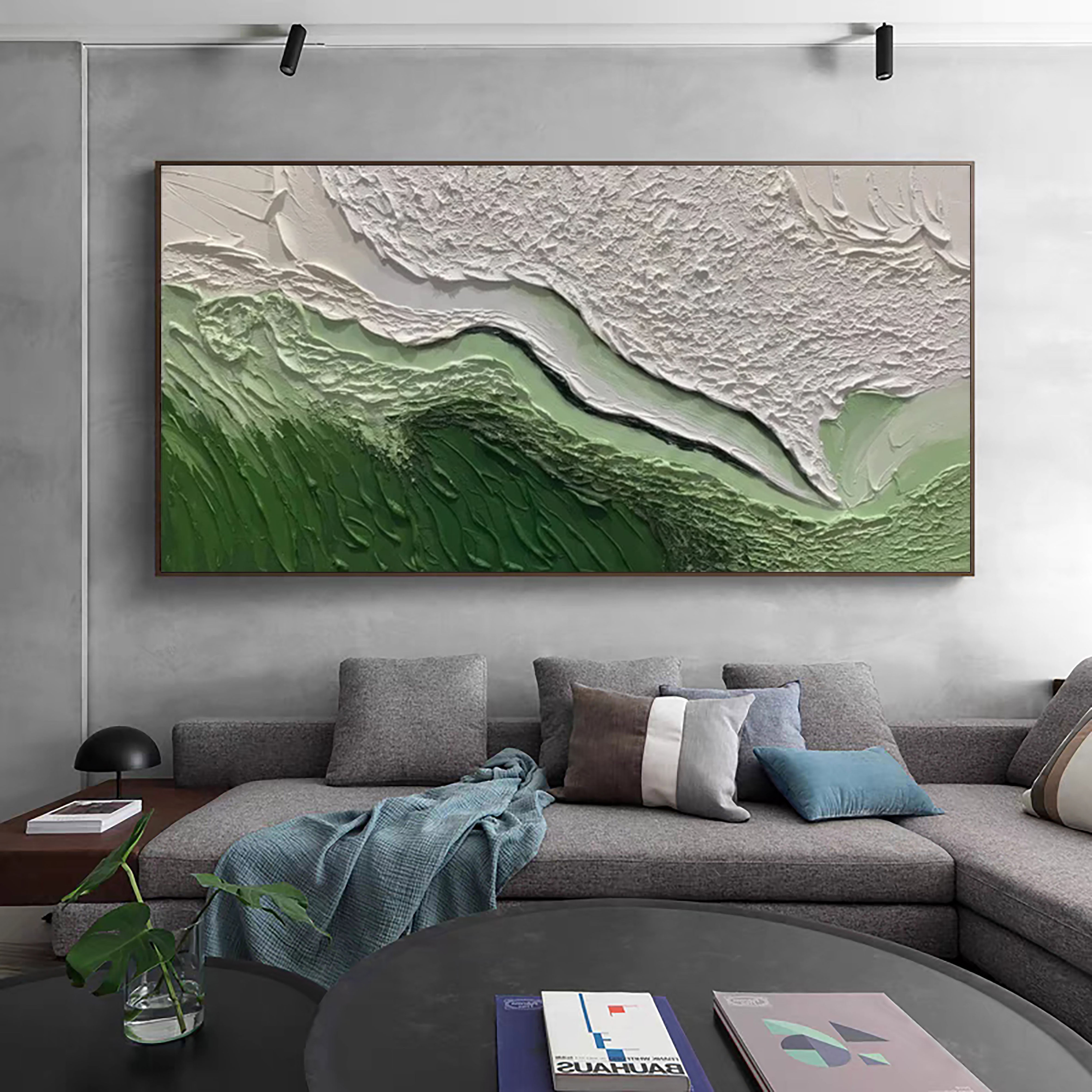 Green Landscape-Inspired Abstract Canvas for Home Decor #MM170