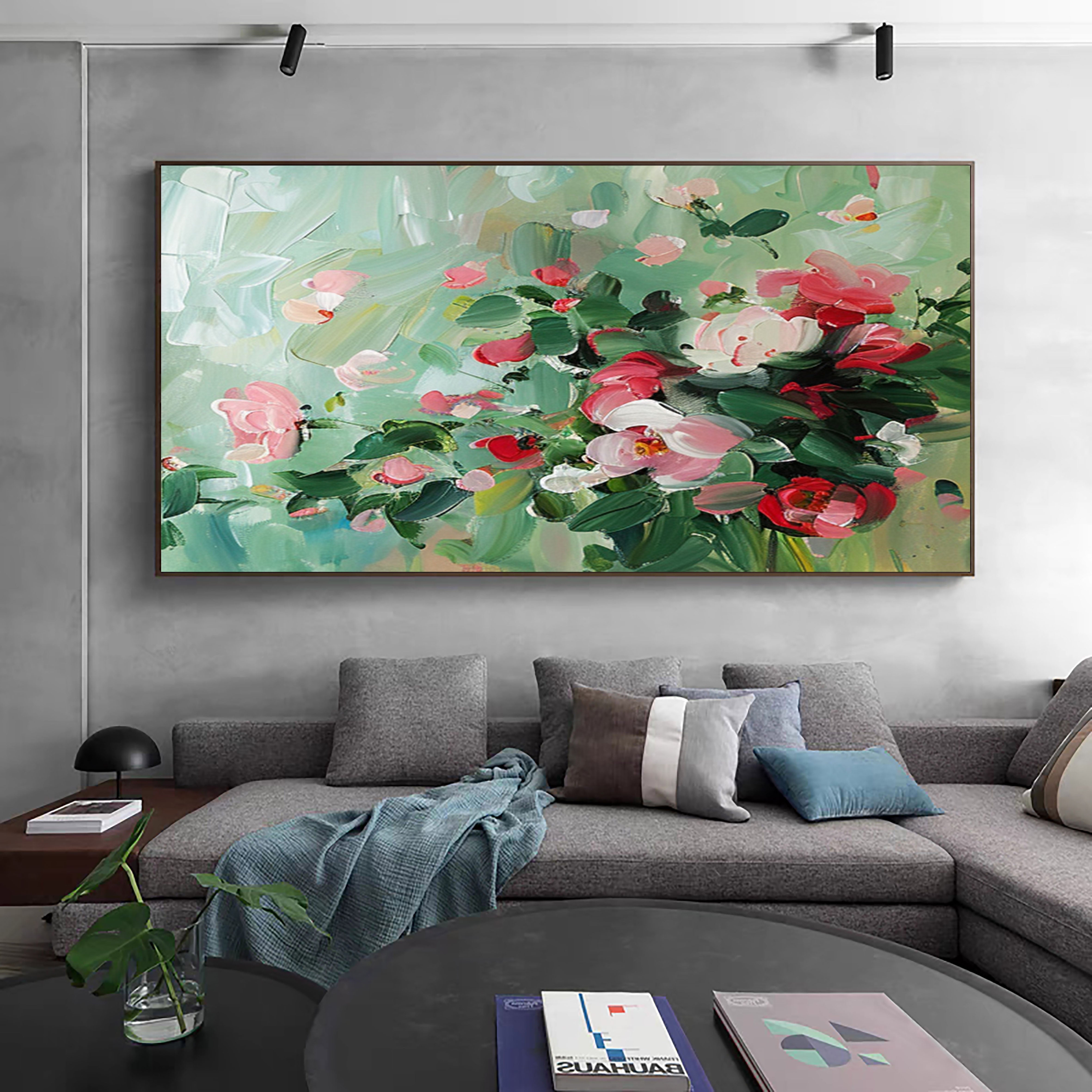 Vibrant Floral Wall Art Modern Abstract Flowers On Canvas #FB009