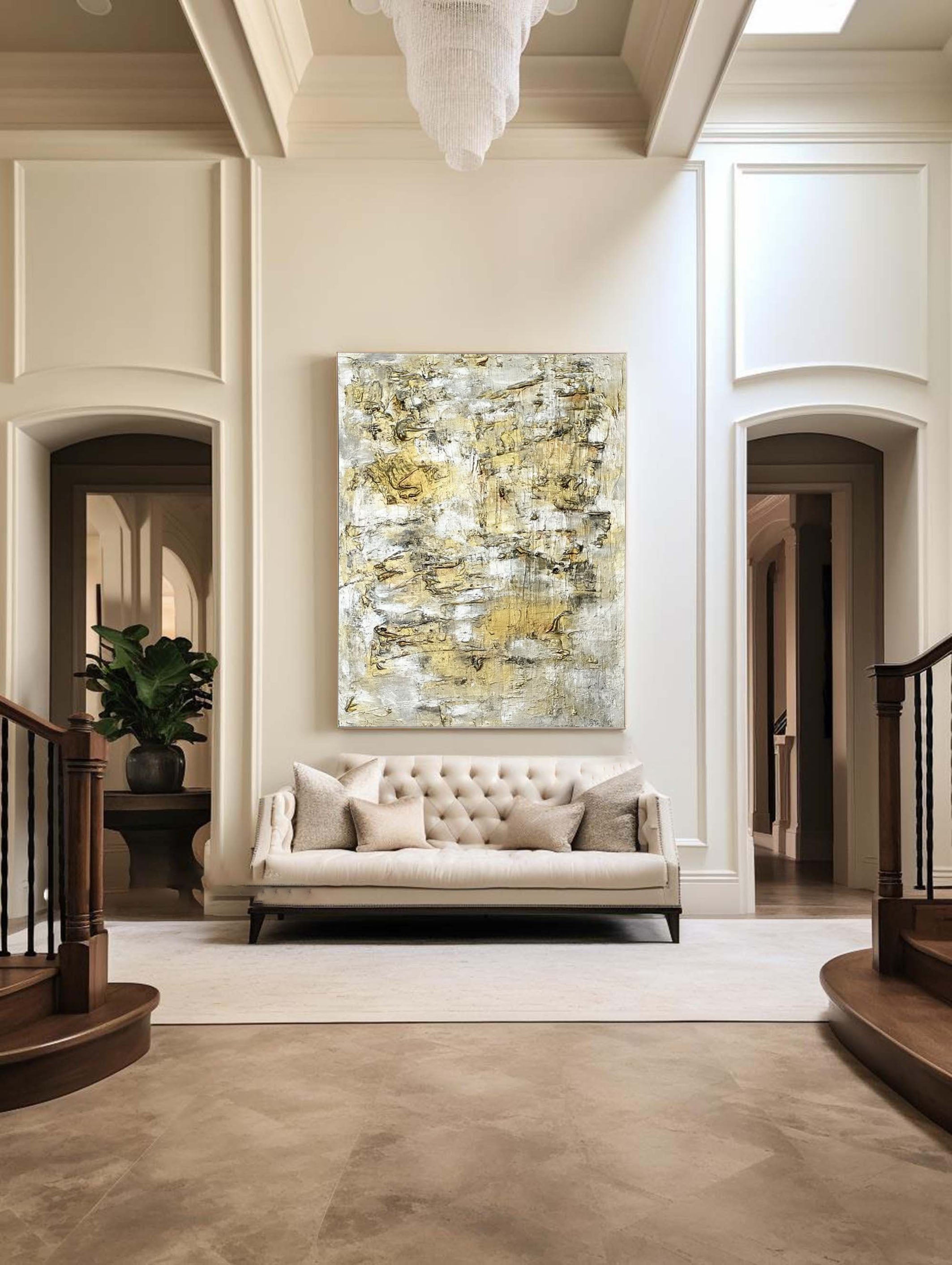 Modern Wall Art with Gold Accents Elegant Interior Design #AB026