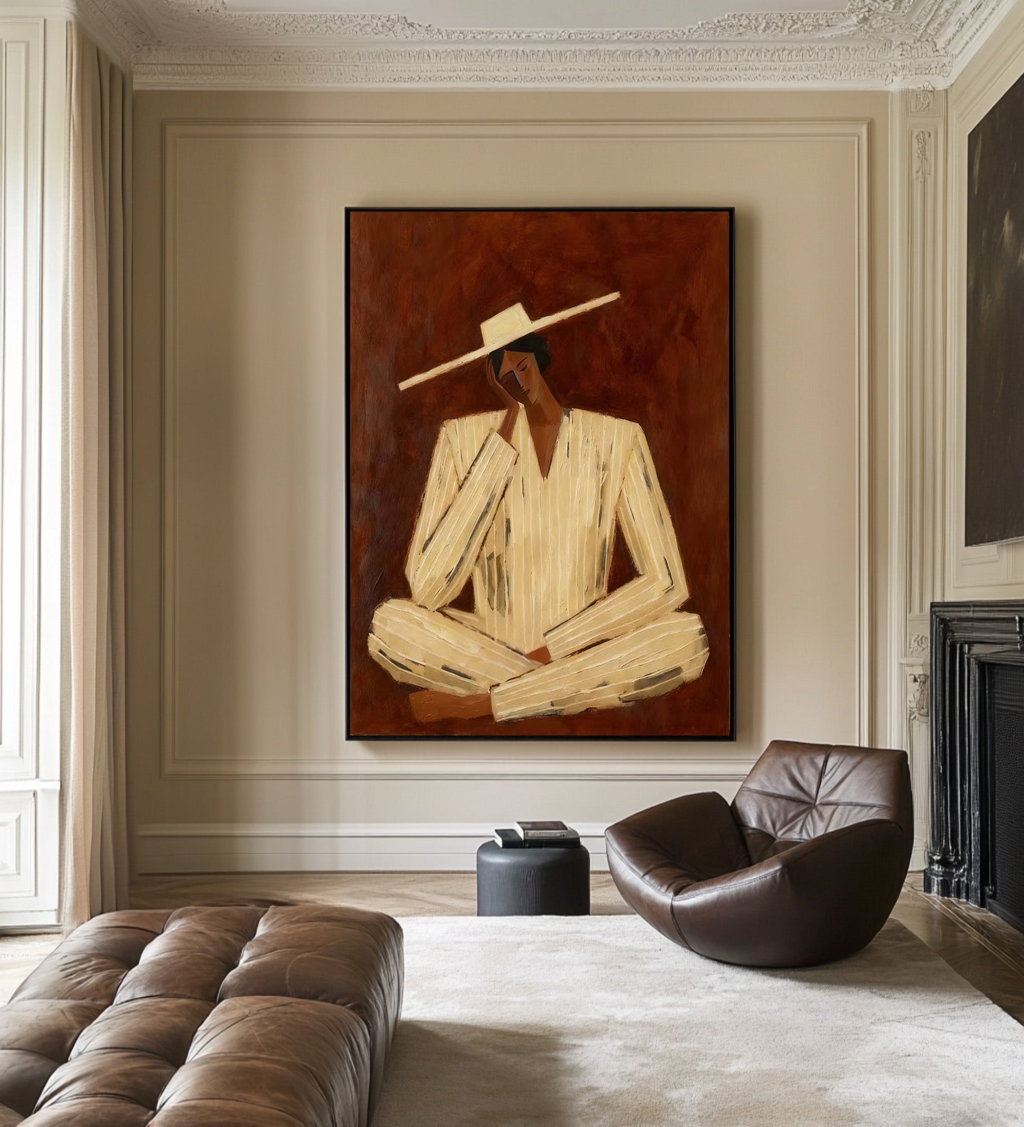 Large Minimalist Figure Painting for Modern Interiors