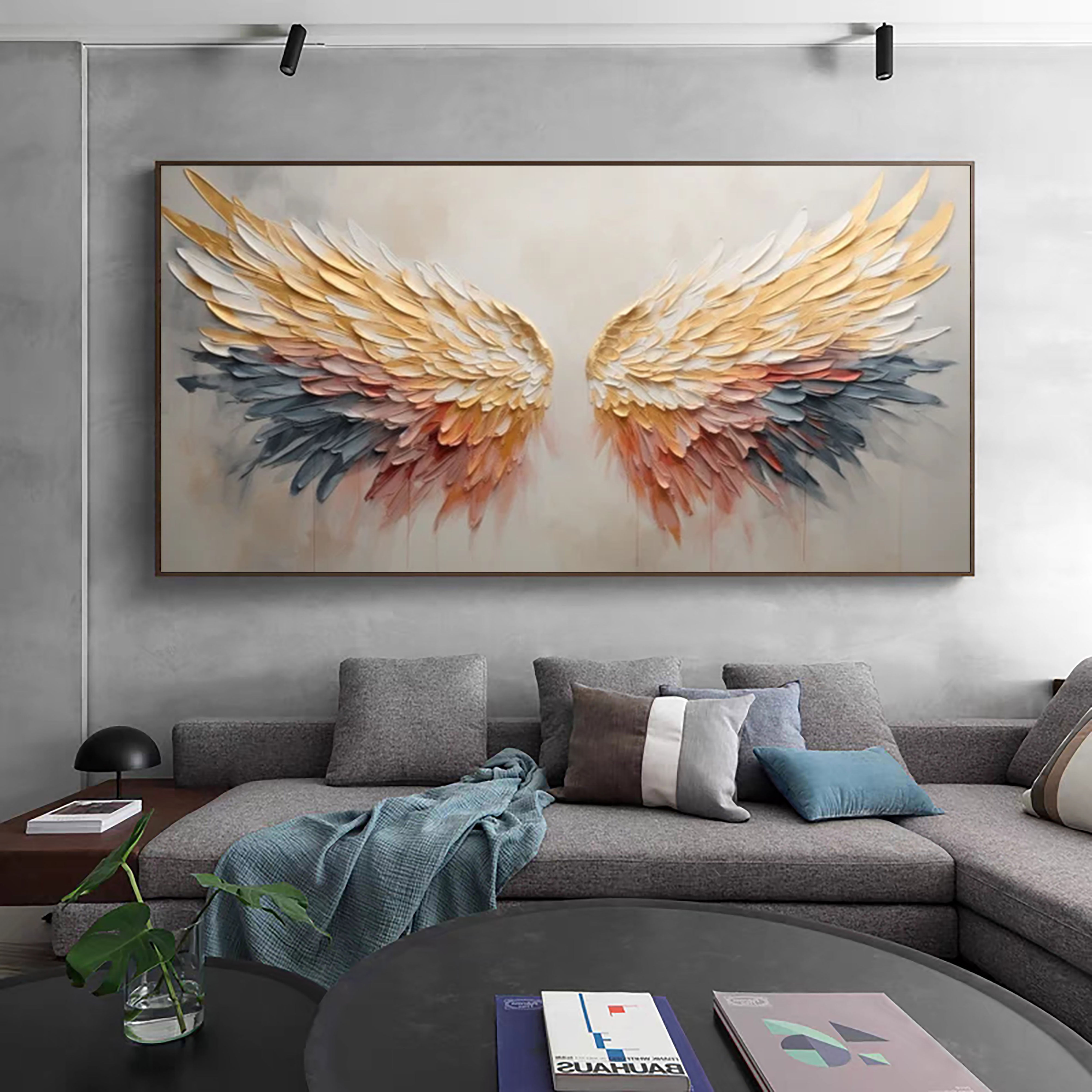 Colorful Angel Wings Canvas Large Abstract Wall Art #MM169