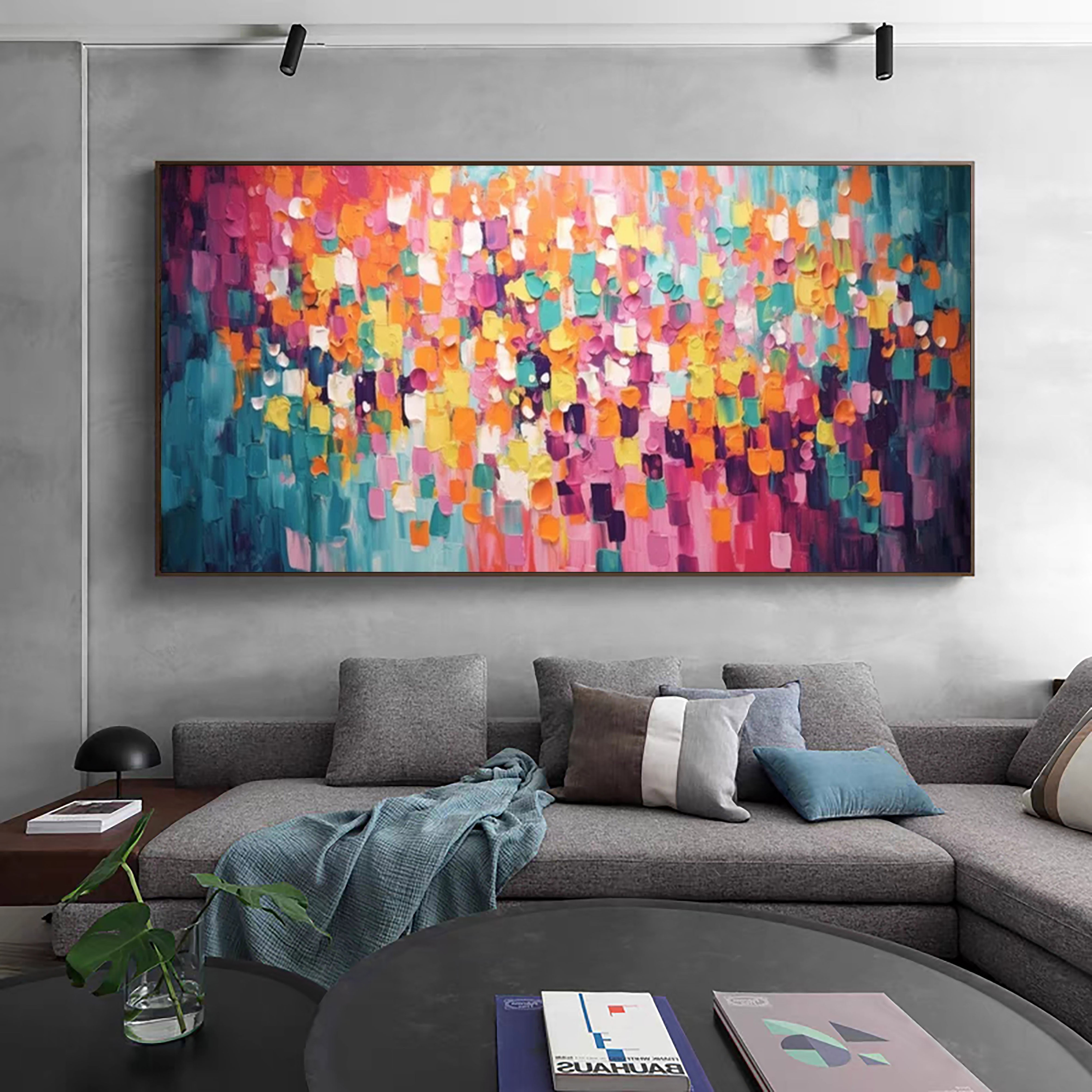 Bold Multicolor Abstract Canvas Modern Wall Art for Living Room #MM173