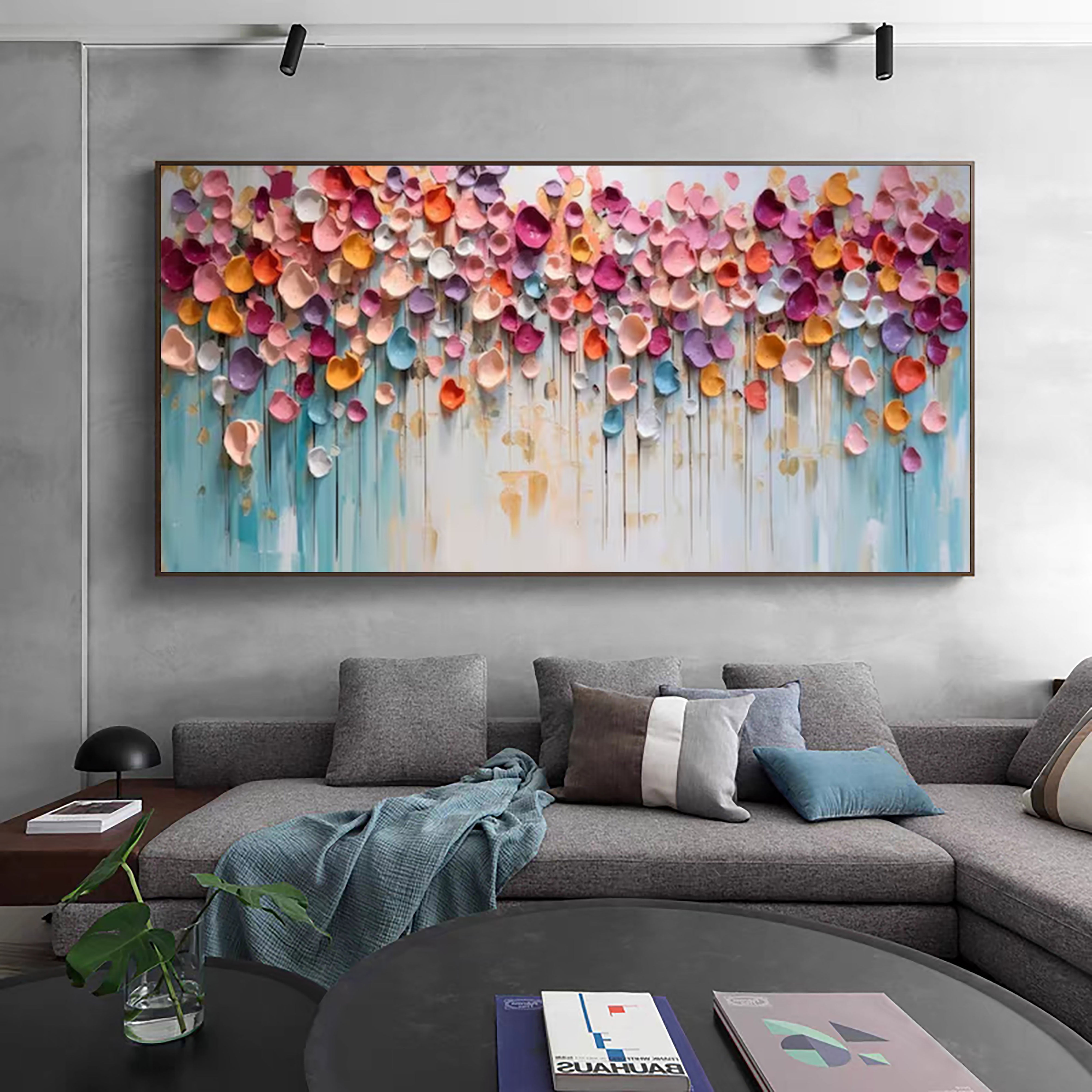 Textured Floral Abstract Art for Living Room #FB034