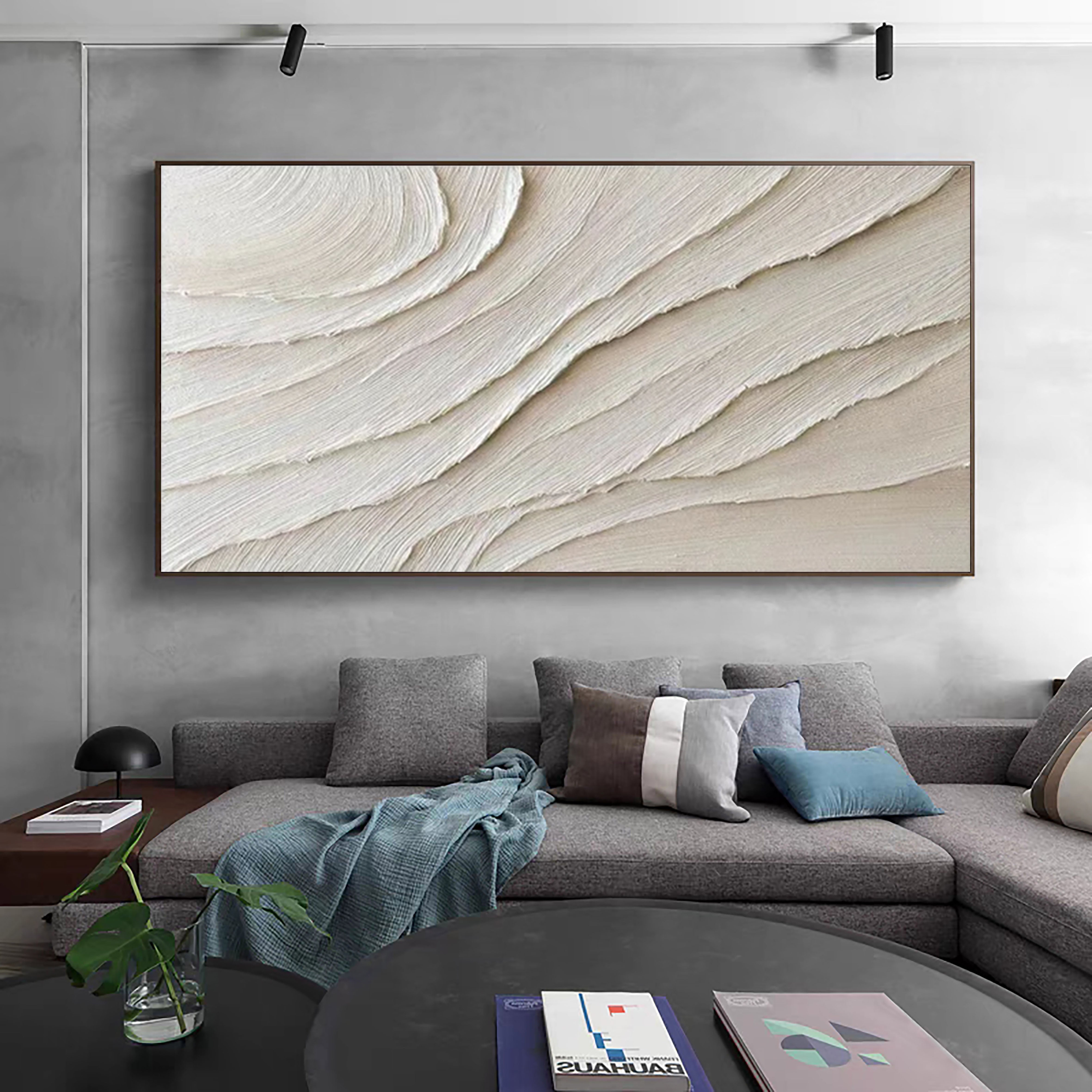 Large Textured Neutral Canvas Modern Minimalist Wall Art #OP065