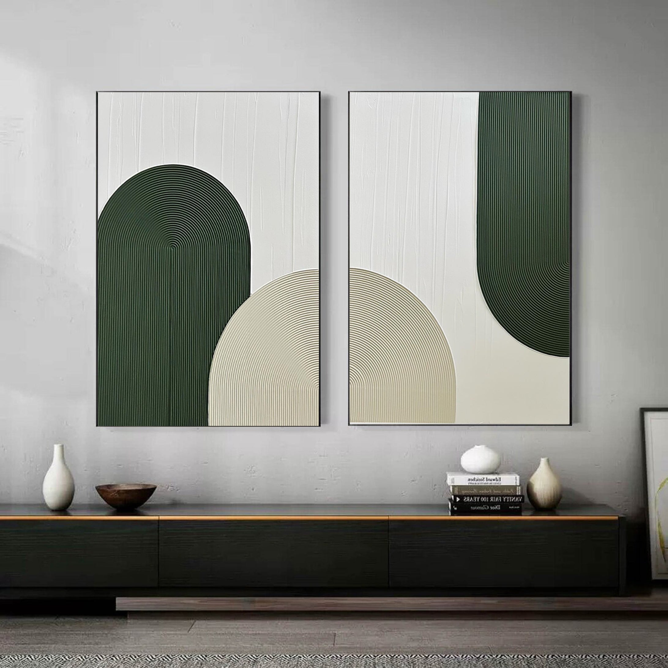 Minimalist Green Arc Wall Art Elegant Home Decor #MMS045