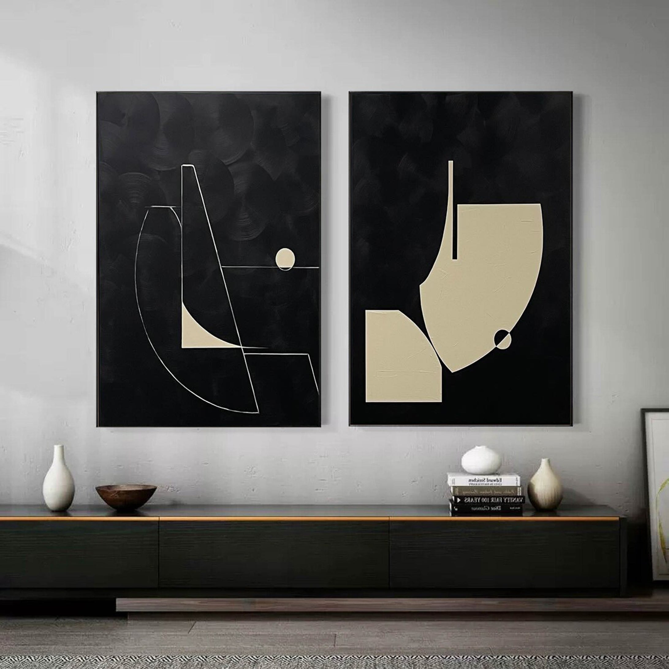 Monochrome Geometry Minimalist Canvas Set Of 2 #MMS026