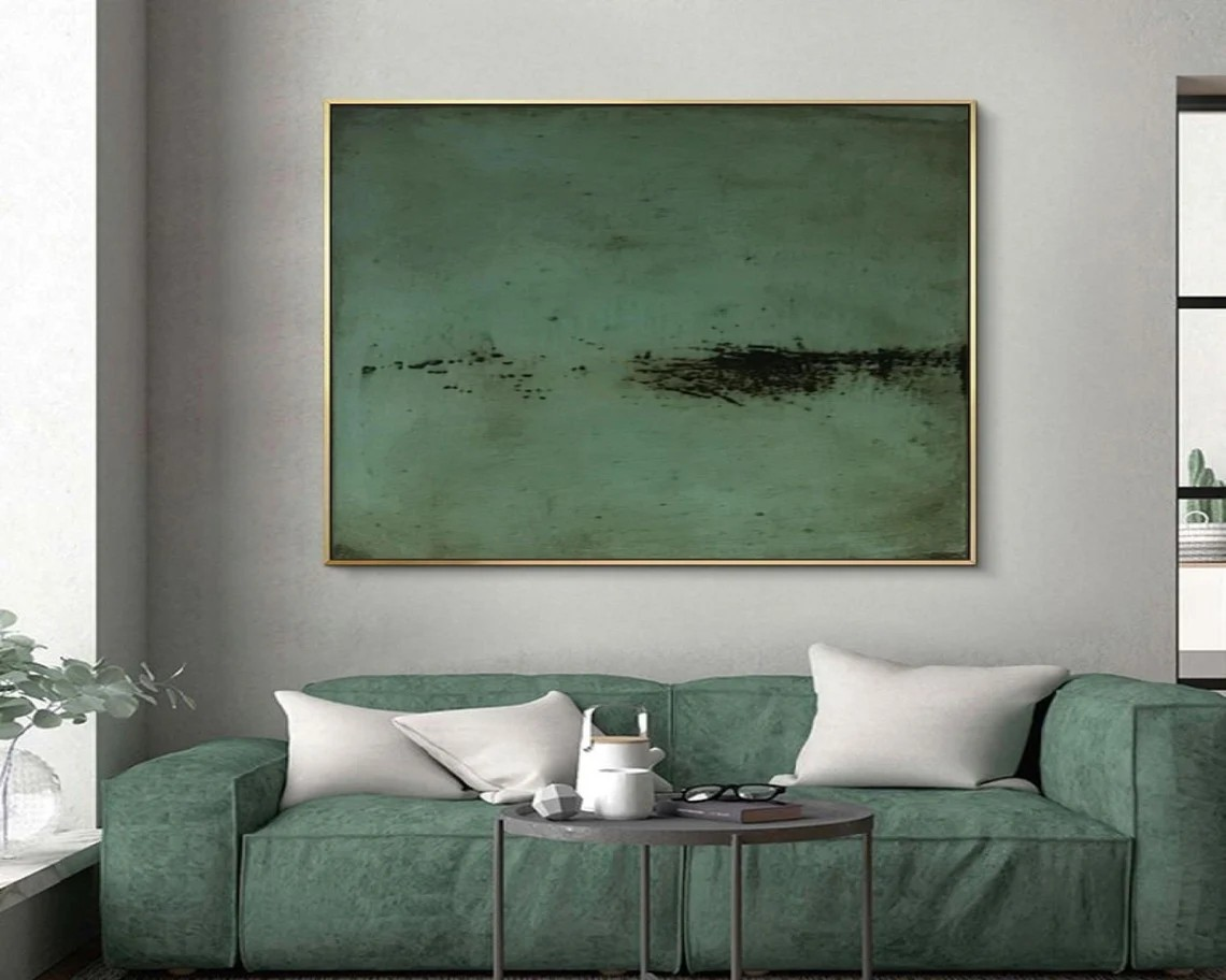 Textured Green Abstract Subtle Minimalist Wall Art #MM218