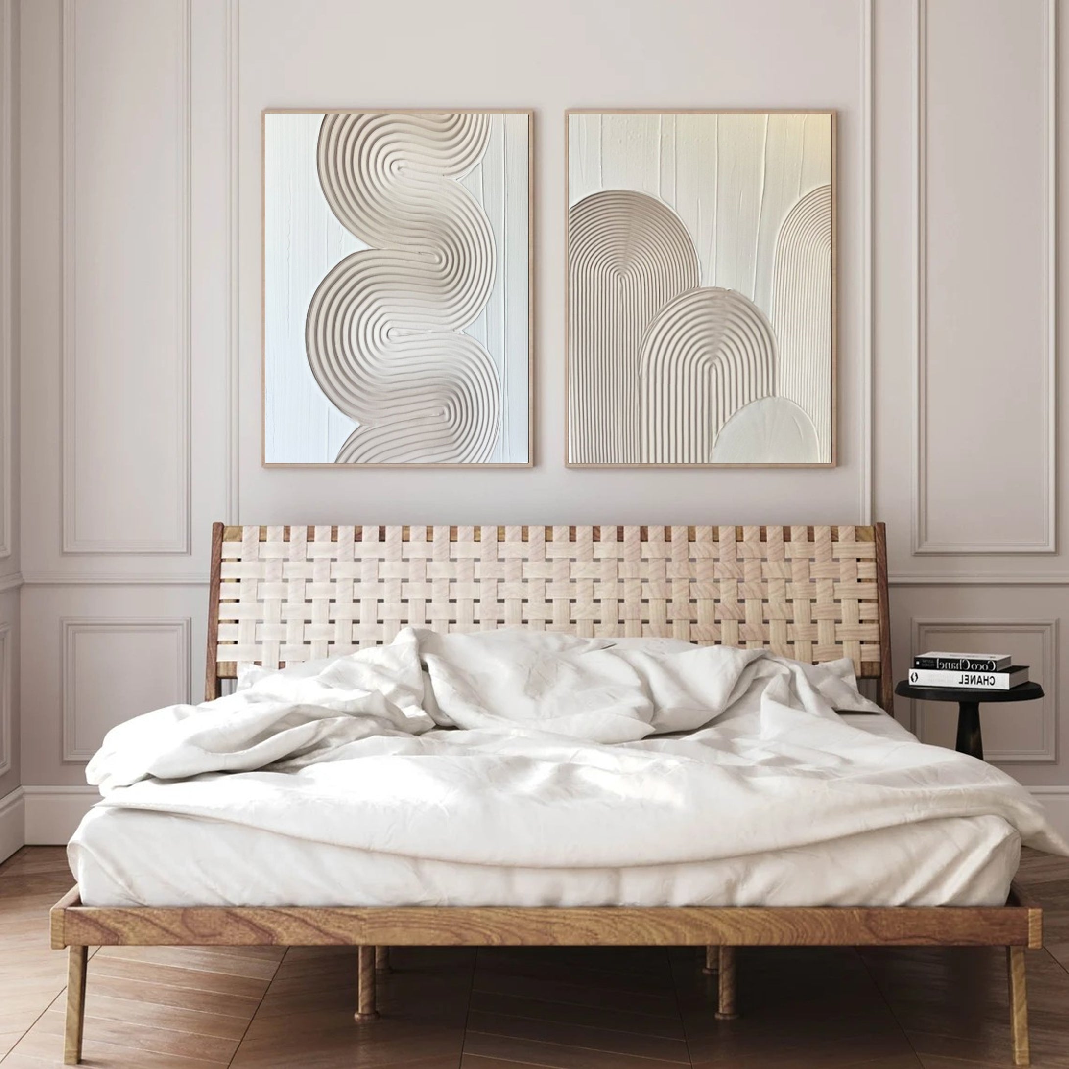 Minimalist Textured Wall Art Neutral Tones Geometric Canvas Set #MMS024