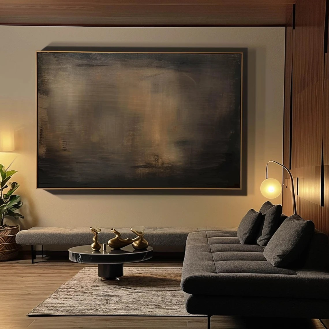 Large Modern Dark Shades Abstract Landscape Wall Decor#MM212