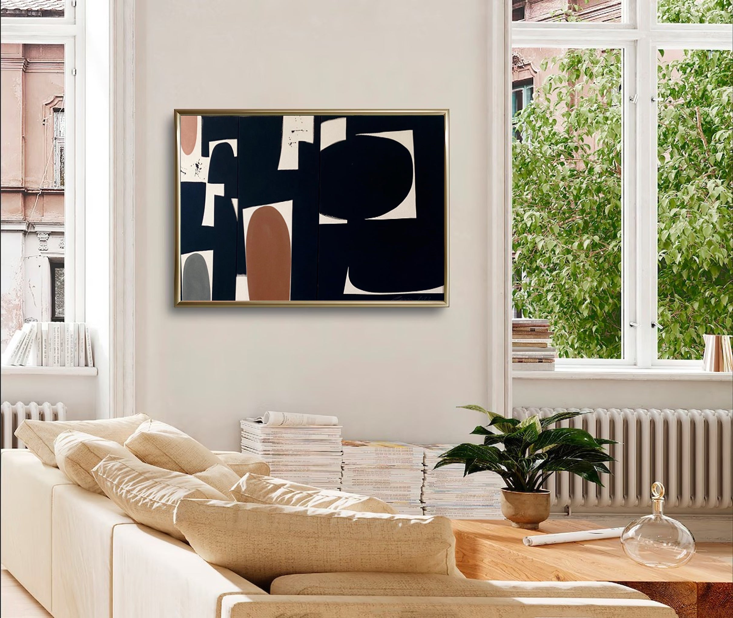 Modern Dining Room Art Abstract Geometric Oil Painting #MM036