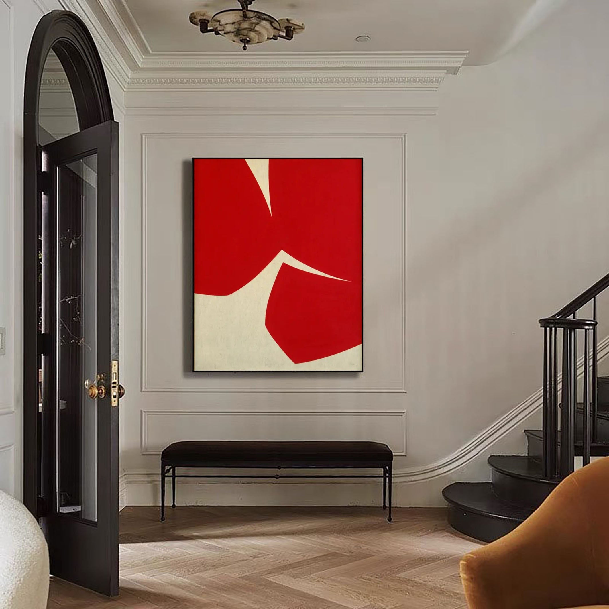 Bold Red Abstract Geometric Art Modern Wall Decor #AB024