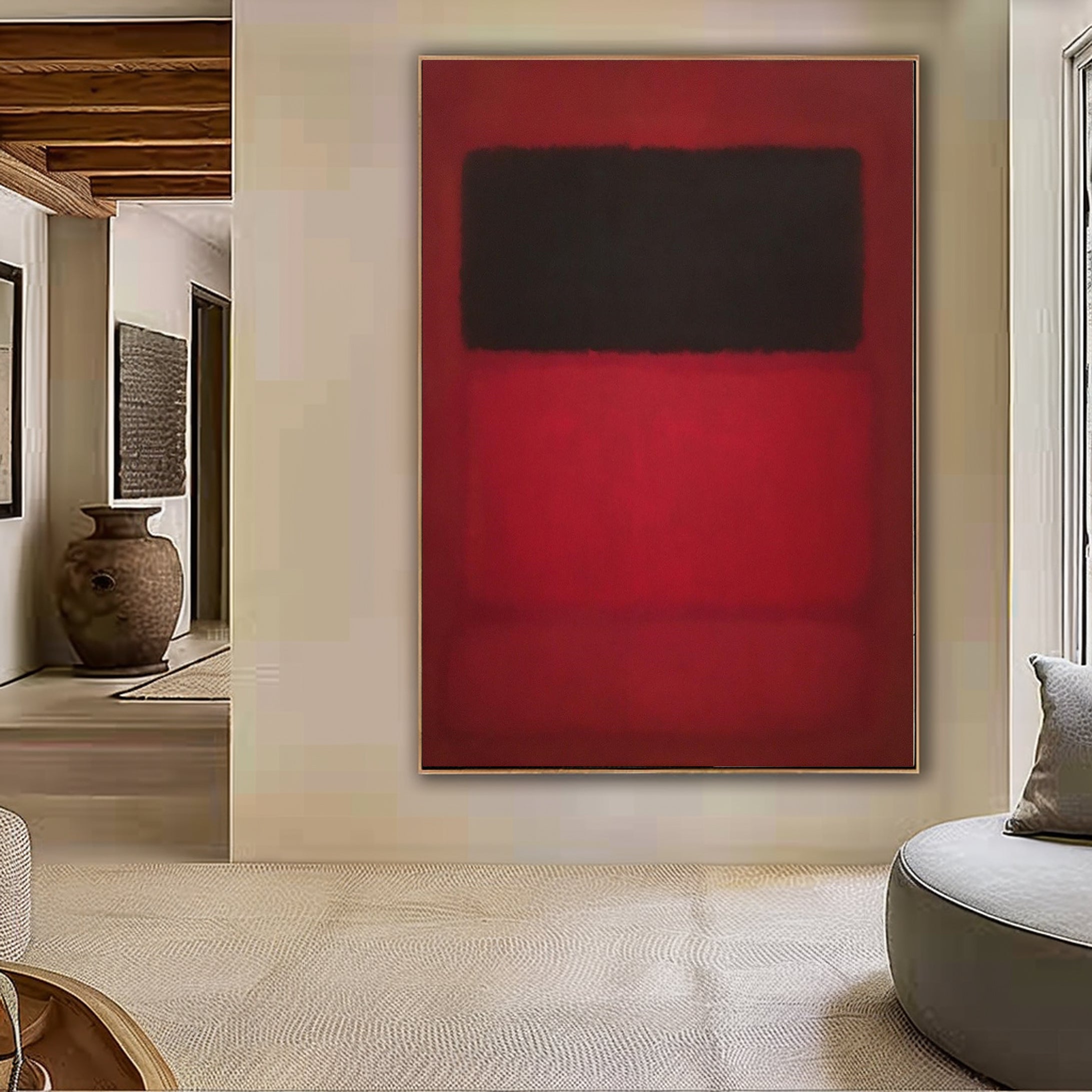 Bold Red Abstract Geometric Art