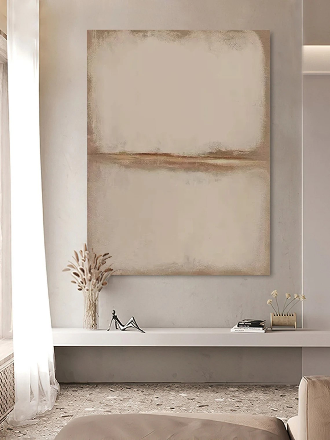 Simple Elegant Abstract Textured Neutral Wall Art #MM237