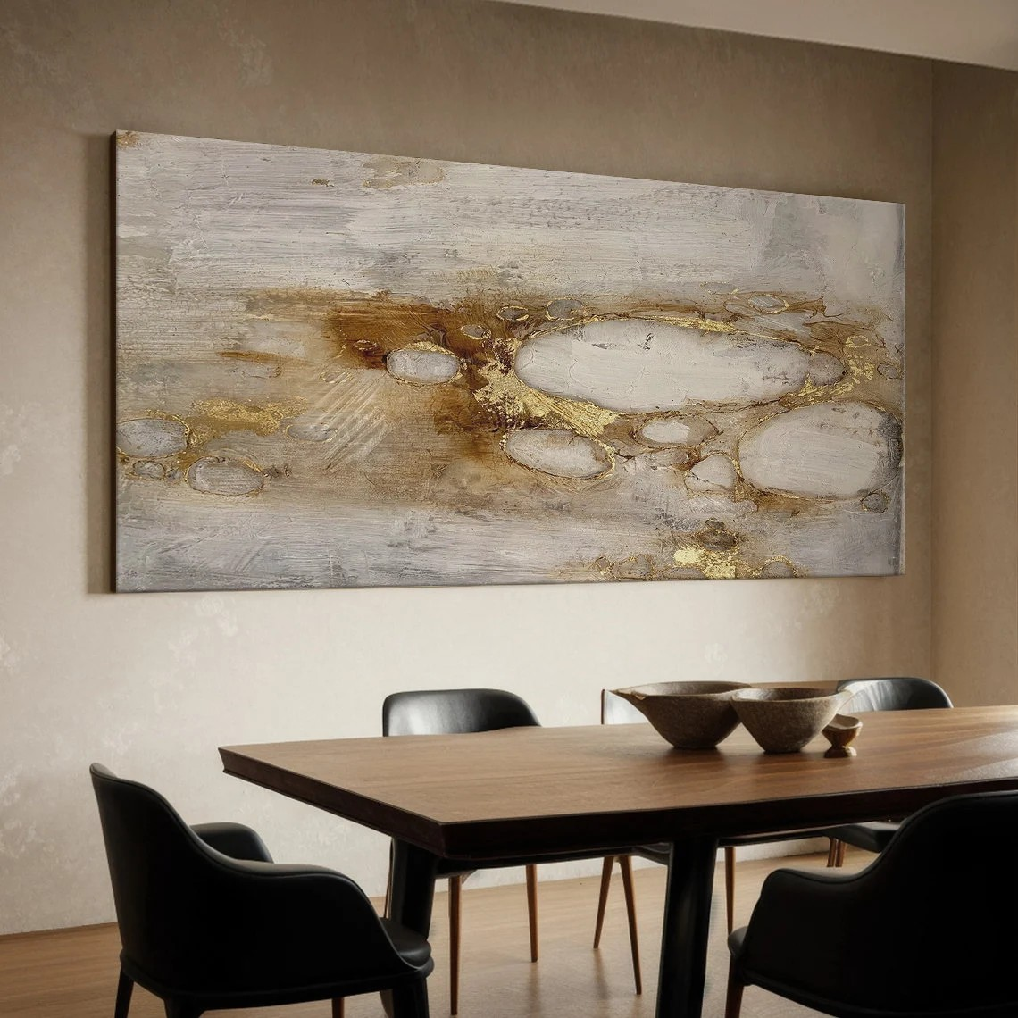 Large Luxurious Neutral Abstract Gold Modern Wall Art#MC031