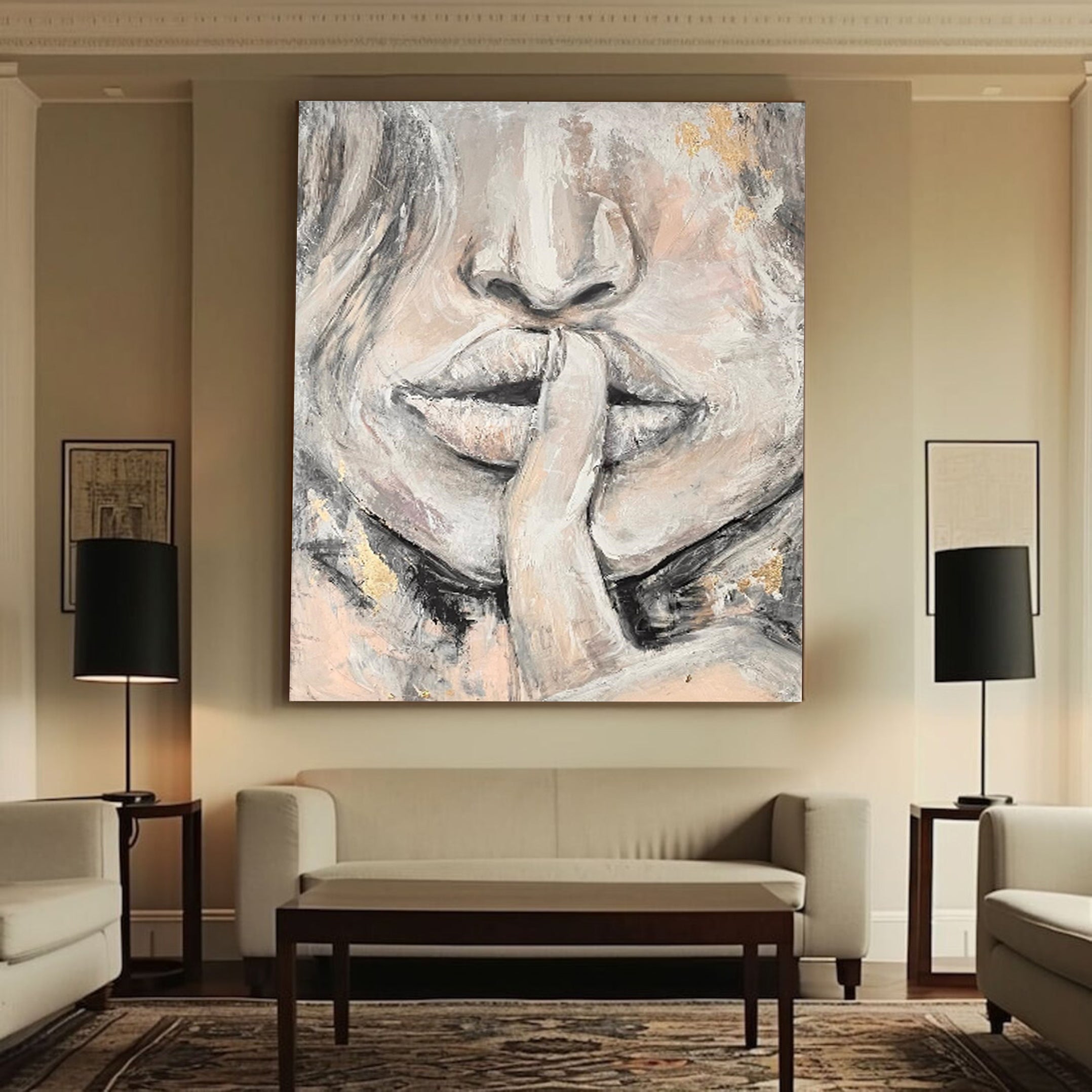 Abstract Face Silence Artwork Modern Minimalist Wall Art #HF003