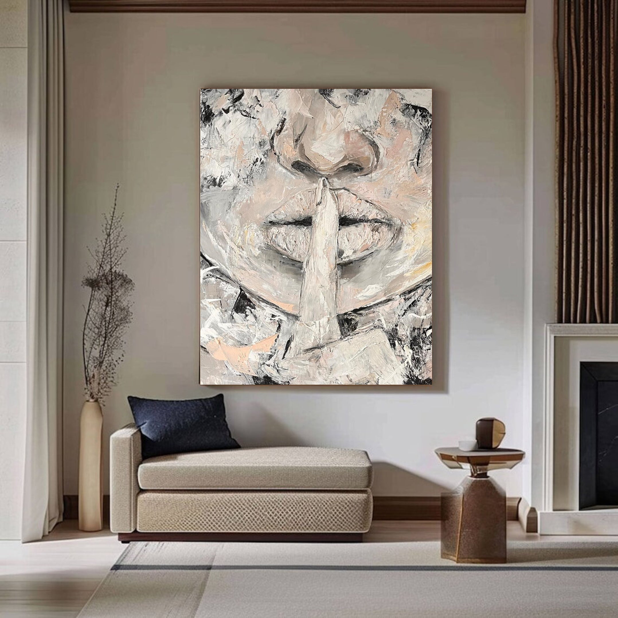 Abstract Face Silence Artwork Modern Minimalist Wall Art #HF005