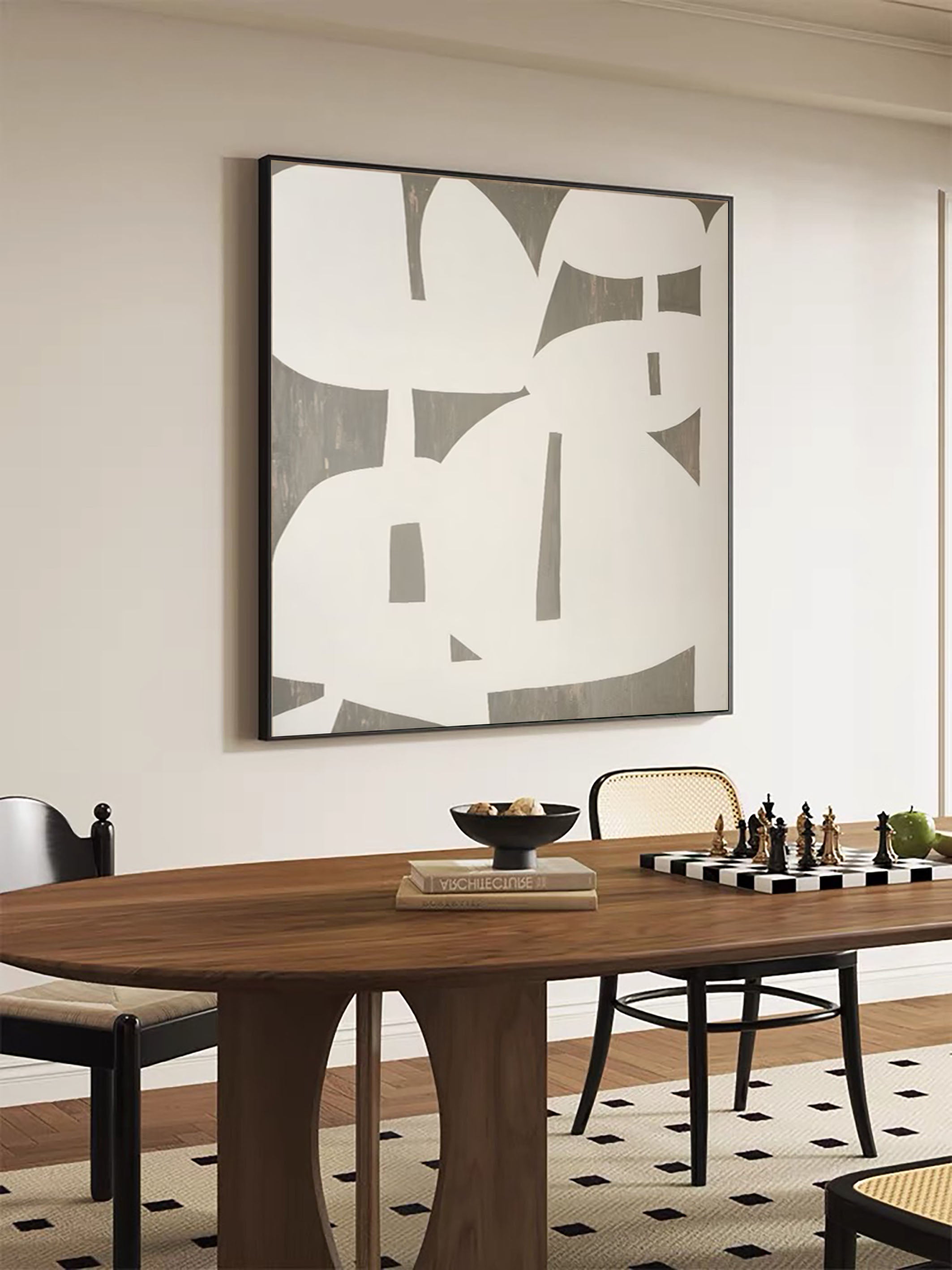 Bold Abstract Wall Art with Neutral Color Blocking #AB073