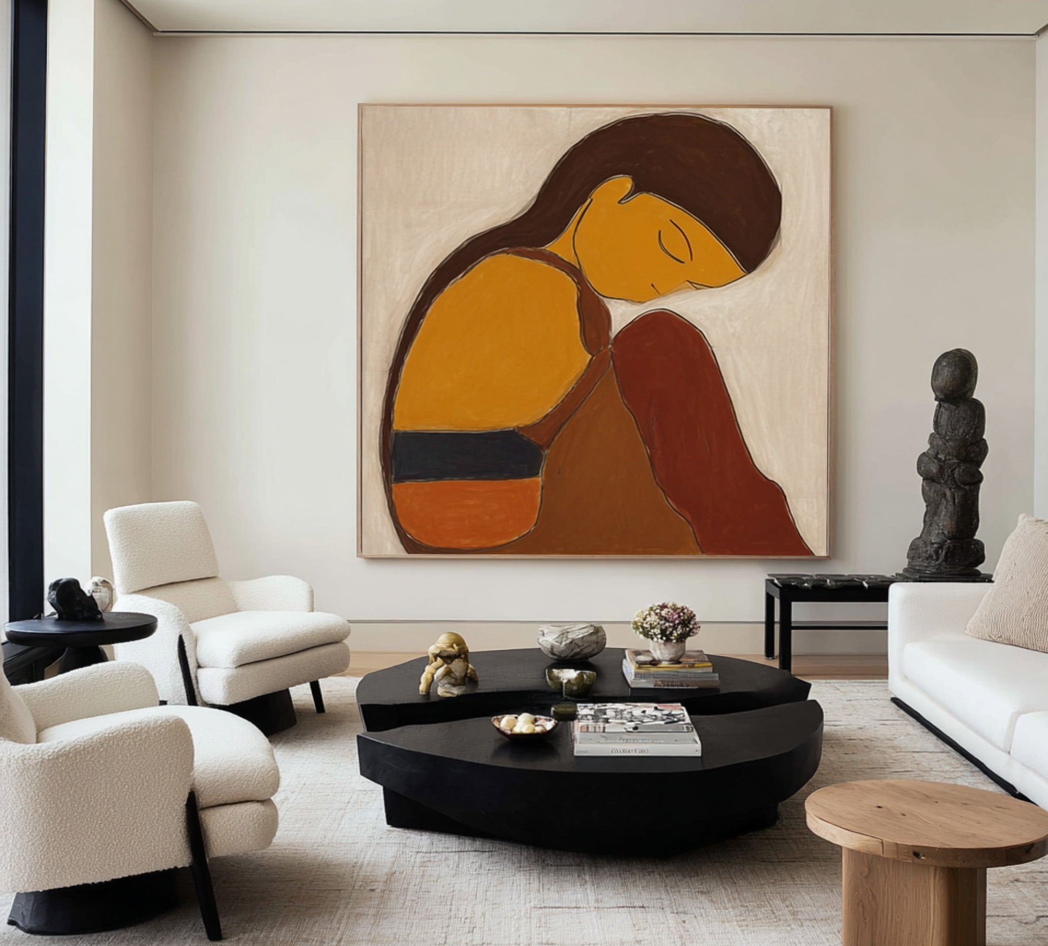 Modern Abstract Woman Oil Painting in Warm Earth Tones #CZ 030
